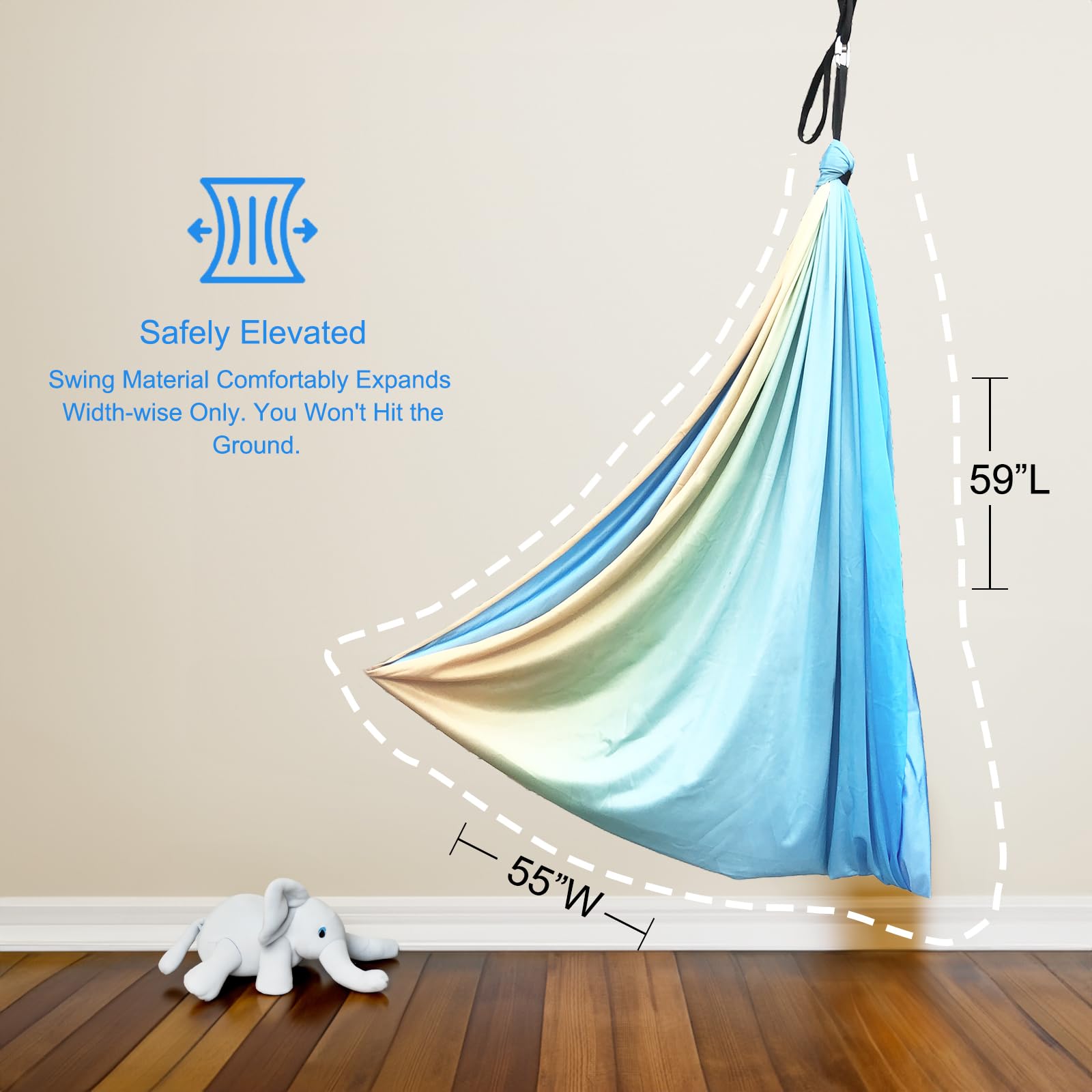 Sensory Swing for Kids Adults 360° Swivel Hanger, Indoor Therapy Swing Holds up to 300lbs Double Layer Yellow-Blue