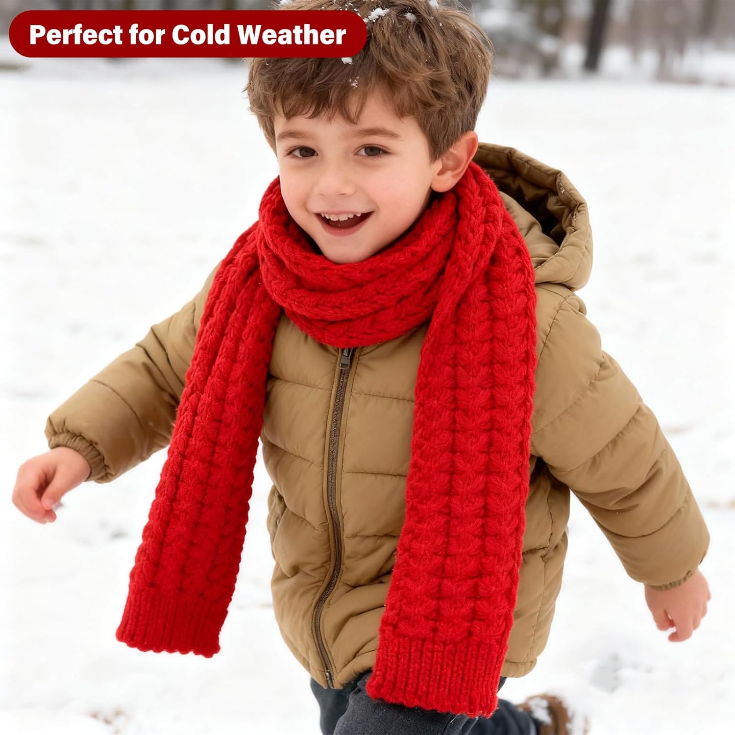 Kids Soft Knitted Scarf Winter Fashion Solid Color Toddler Neck Warmer Scarf Warm Scarves Wrap for Girls Boys - Image 4