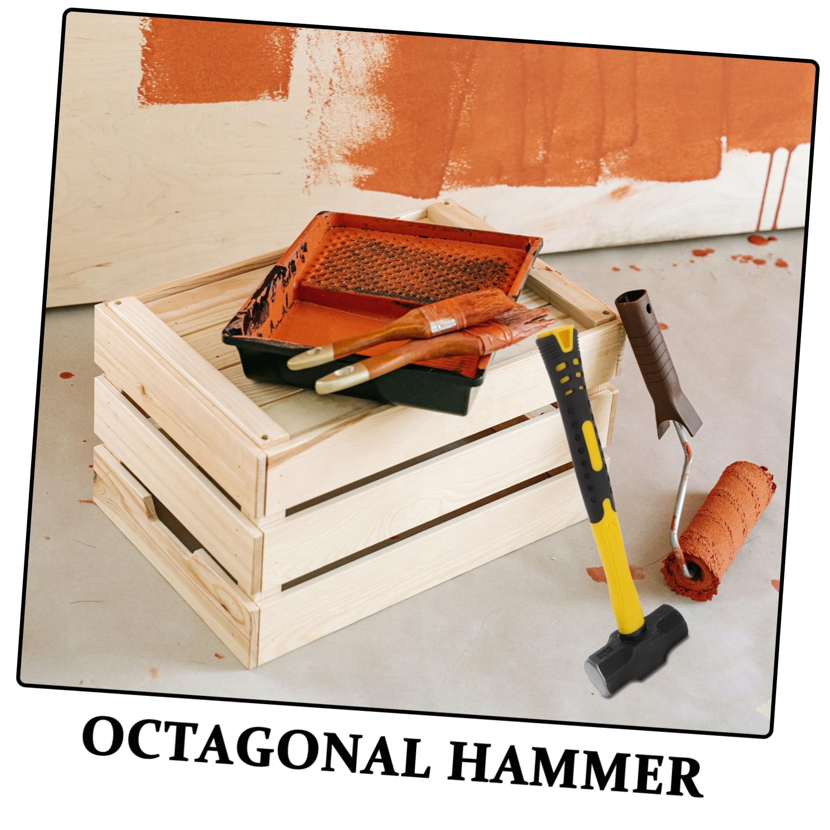 Martillo Octogonal de Acero al Carbono 2 Piezas para Demolición | Mango Ergonómico, Resistencia al Impacto, Uso en Renovación y Construcción, Color Amarillo