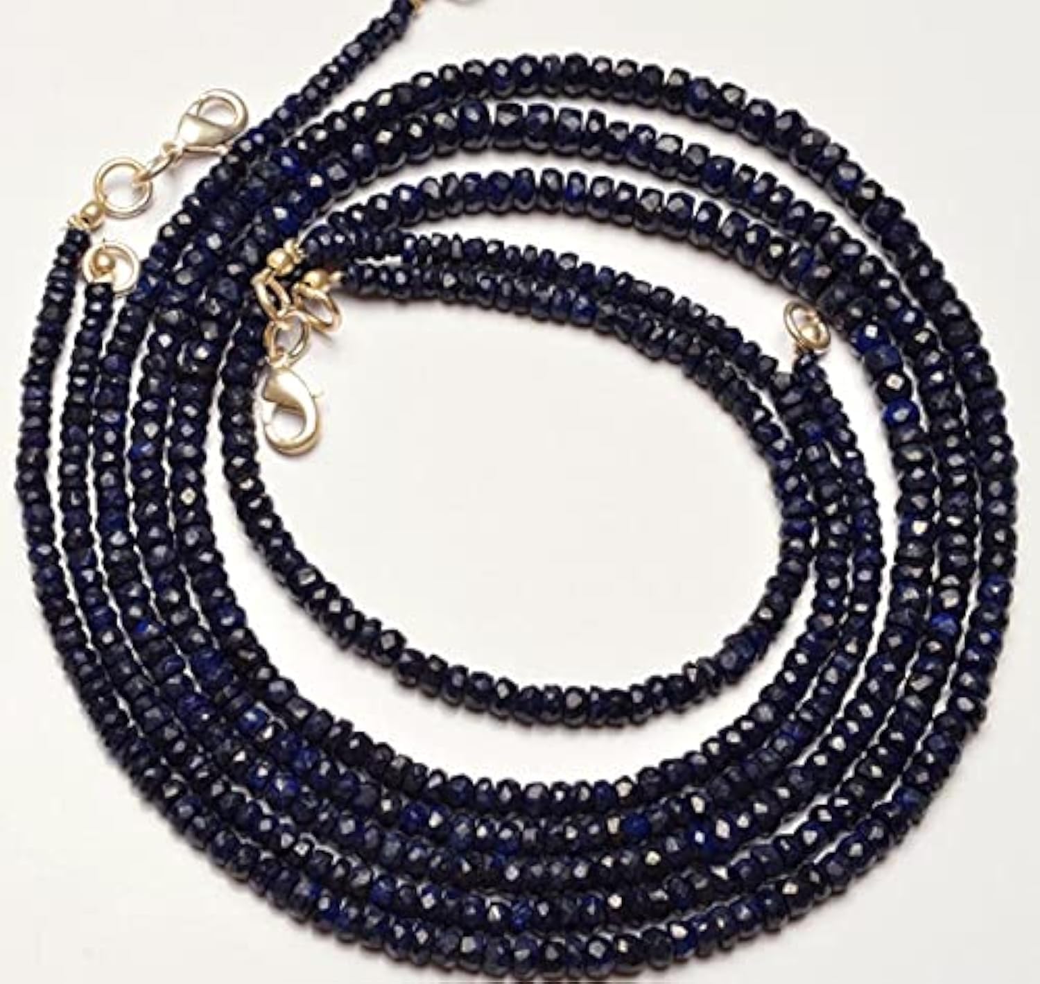 Perles de saphir bleu LKBEADS sur fil de 50cm pour fabriquer un collier cadeau précieux