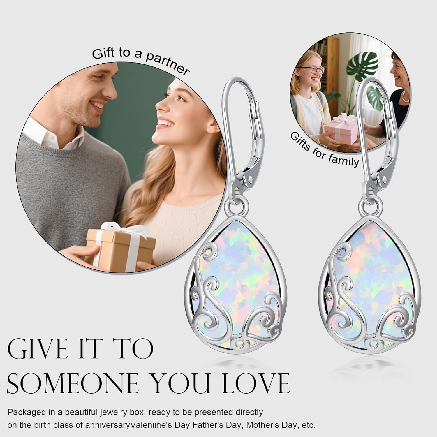 Filigree Teardrop Earrings 925 Sterling Sliver Filigree Dangle Drop Earrings Leverback Jewelry Gifts for Women Girlfriend Wife Mom - Image 7