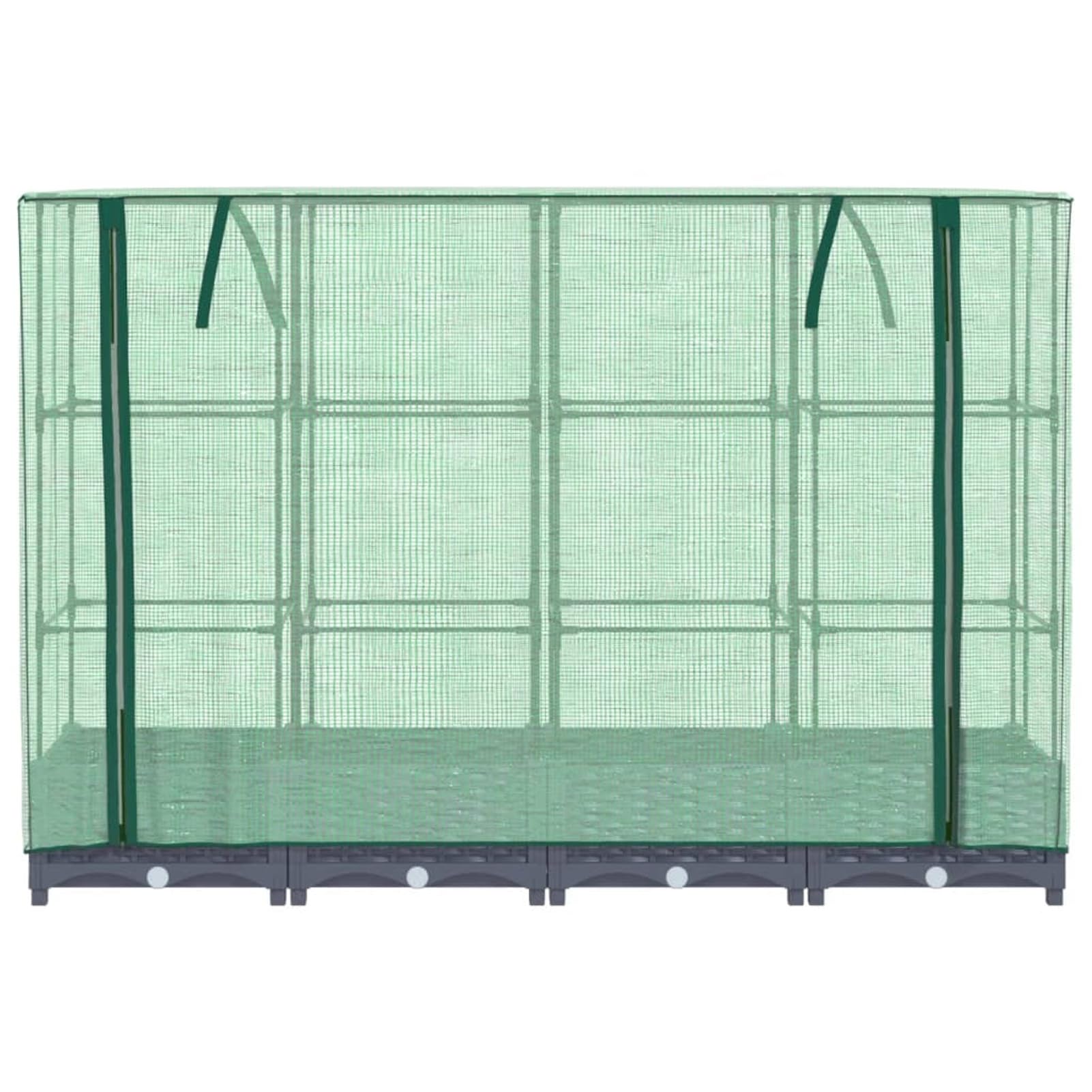 Homgoday Hochbeet mit Gewächshaus-Aufsatz Pflanzkasten Gemüsebeet Blumenbeet Blumenkasten Gartenbeet Pflanzbeet Frühbeet für Balkon Garten Terrasse Rattan-Optik 160x40x123 cm Dunkelgrau