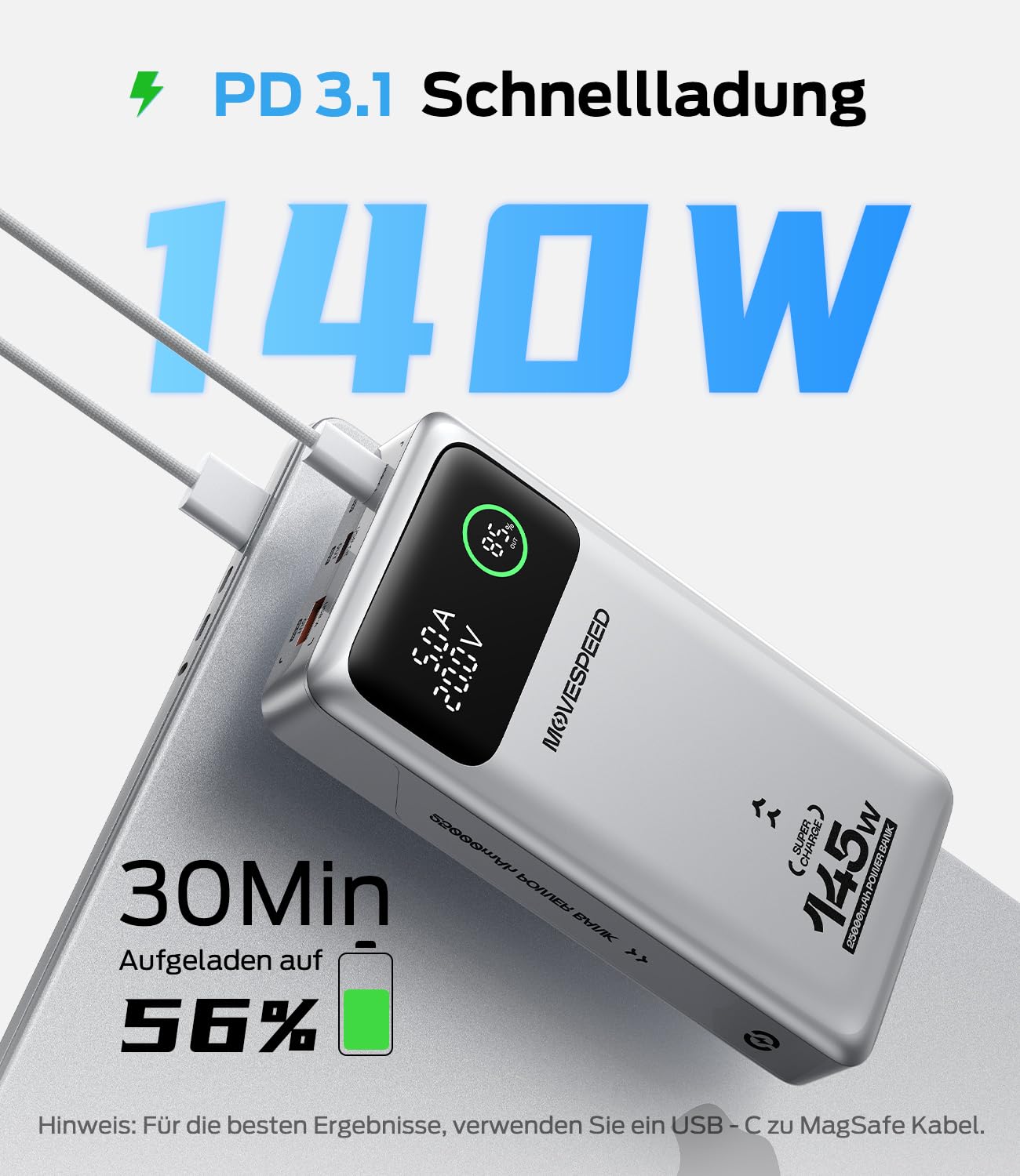 Power Bank 145W 25000mAh 3 USB PD Porti - Dettaglio