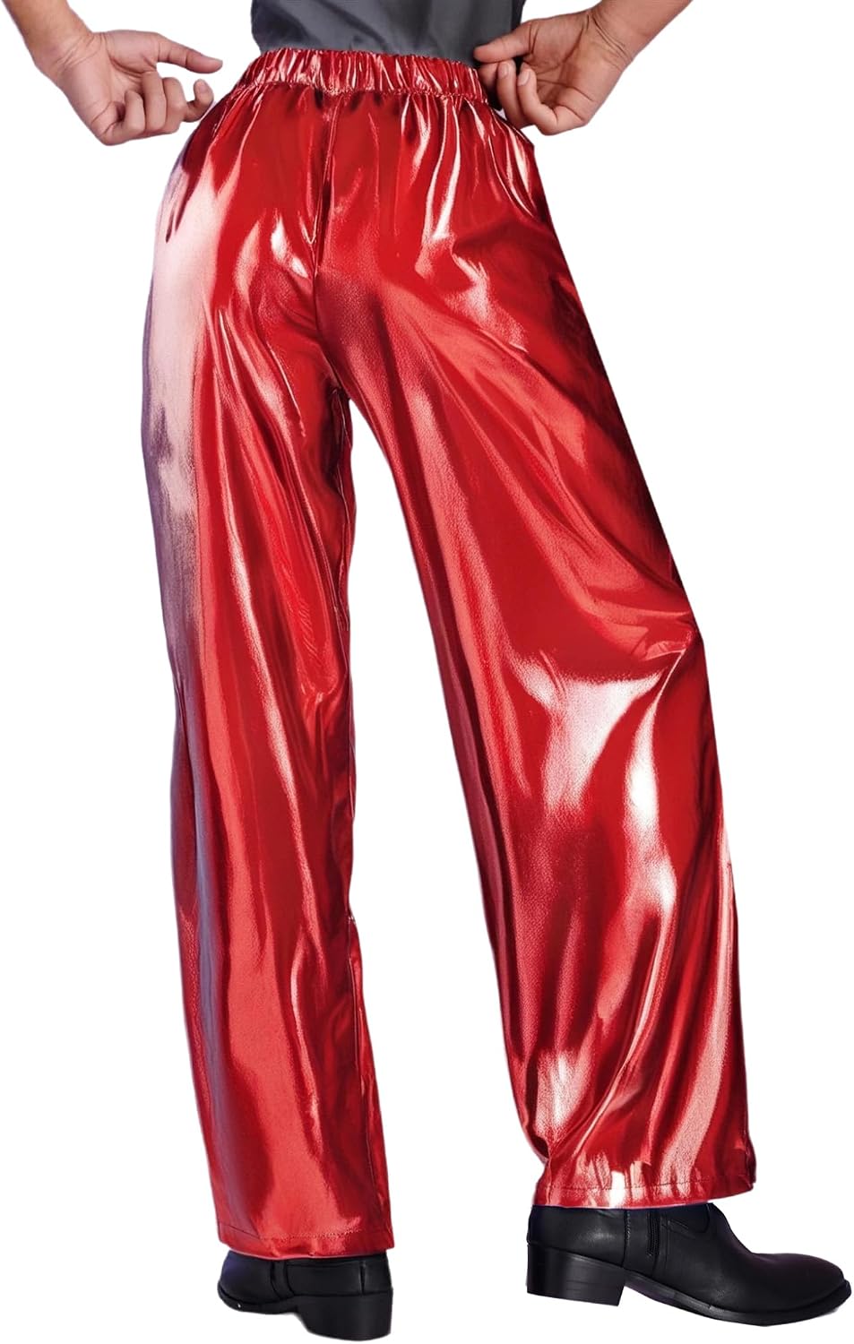 JanJean Metallic Shiny Disco Pants for Men Nightclub Rave Party Outfit Festival Party Fancy Dress Costume