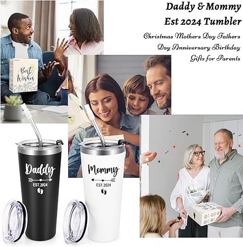 Miniatura 2 de LiqCool Regalos para padres nuevos para parejas, juego de vasos de 22 onzas, regalo de Navidad, Día de la Madre, Día del Padre, para mamá, papá,