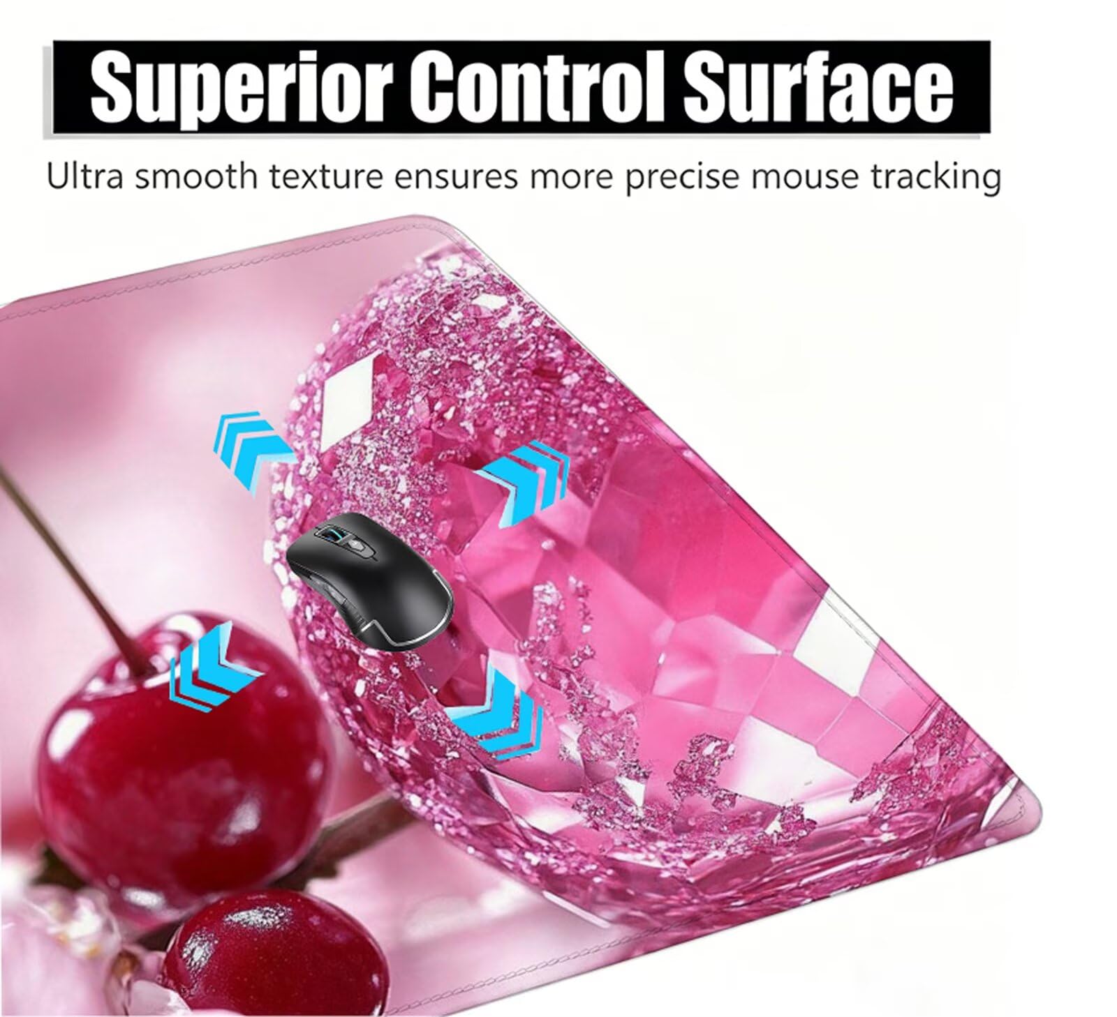 Tappetino Mouse Rosso Tappetino Mouse XXL 150x80 cm Mouse Pad Ciliegia Sottomano Scrivania Ufficio Grande, Mousepad Gaming Antiscivolo Impermeabile, Tappeto per Accessori Computer, Gamer Regalo W6-881