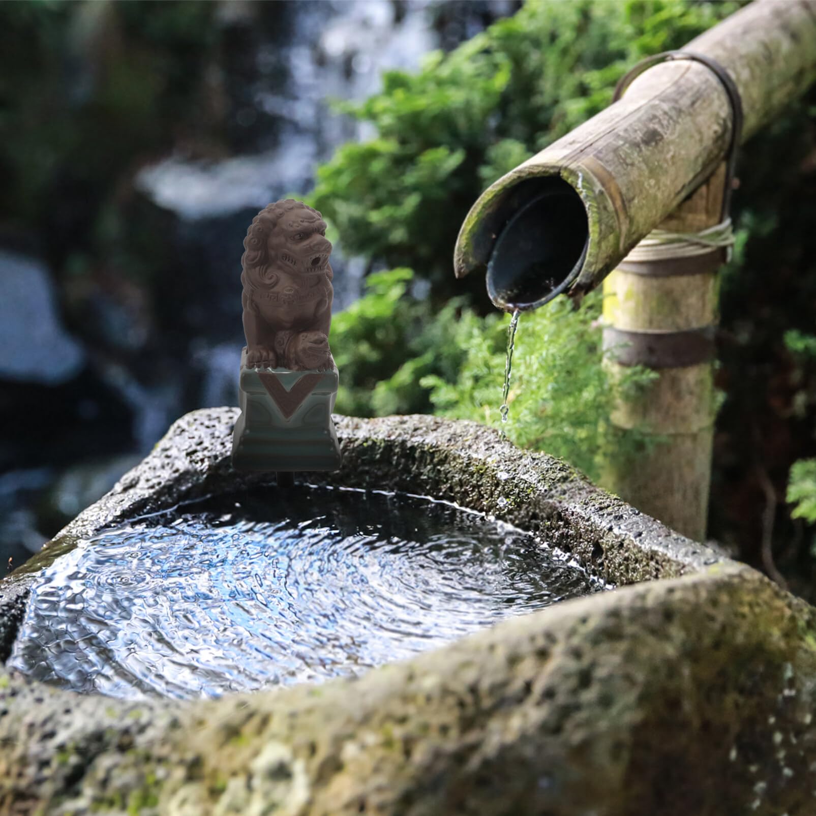 Amazon.co.jp: Lurrose ガーディアン ライオン 像 水 噴水 屋外 水