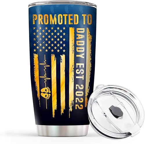 Miniatura 1 de Vaso de 20 onzas con aislamiento duradero de acero inoxidable para el Día del Padre Promoted To Daddy 2023, para acampar o viajar, con aislamiento