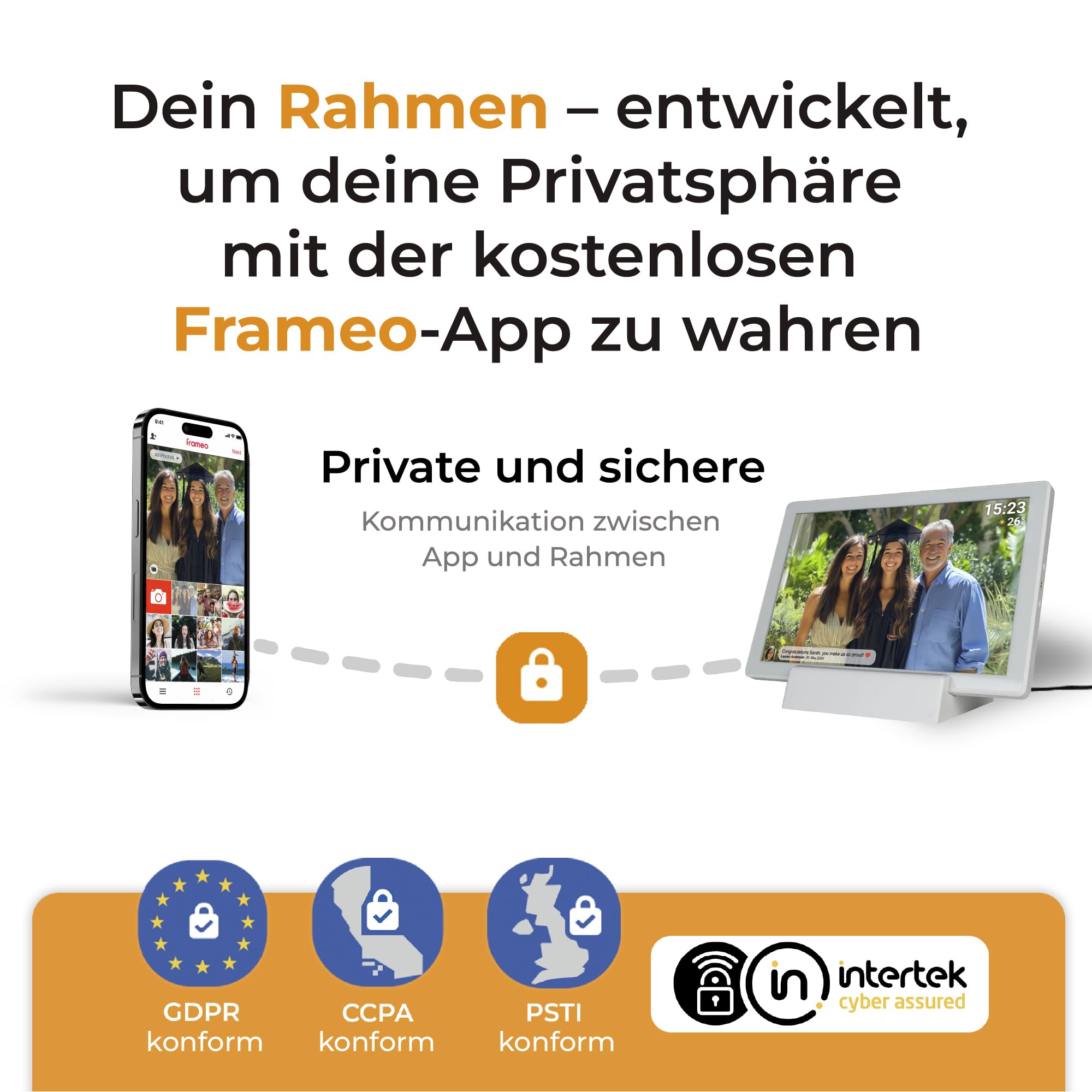 Denver PFF-1070B | 10.1 Zoll Digitaler Wi-Fi Bilderrahmen mit Akku | HD IPS Touchscreen | FRAMEO App & 16GB Speicher | Weiß