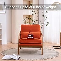 Vista 5 de Accent Chairs for Bedroom Linen Armchair Lounge Chair with Extra-Thick Padded Backrest and Seat Cushion Sofa Chairs Single Reading Leisure Chair for