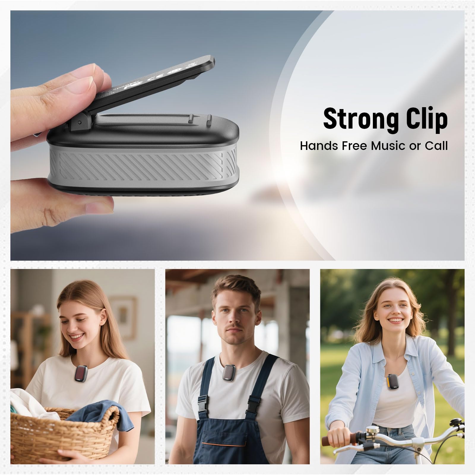 Altavoz Bluetooth 5.4 actualizado 2025, IPX7 impermeable, mini altavoces portátiles inalámbricos con clip, micrófono integrado, música manos libres/llamadas, para trabajo/ciclismo/hogar