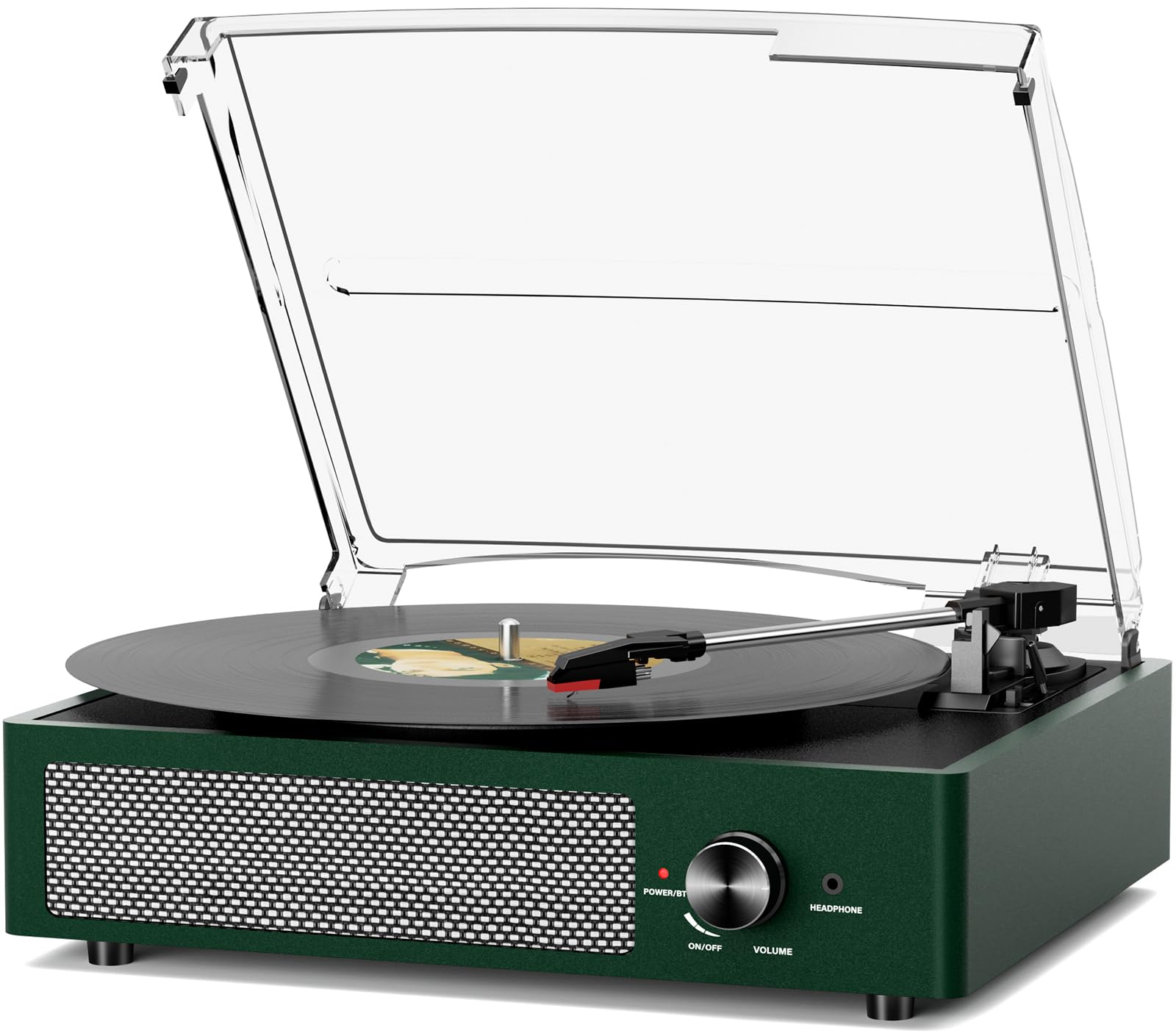 Record Player Bluetooth Turntable with Built-in Speakers &amp; 3 Speed 3 Size Portable Retro Vinyl Record Player for Entertainment and Home Decoration Emerald Green