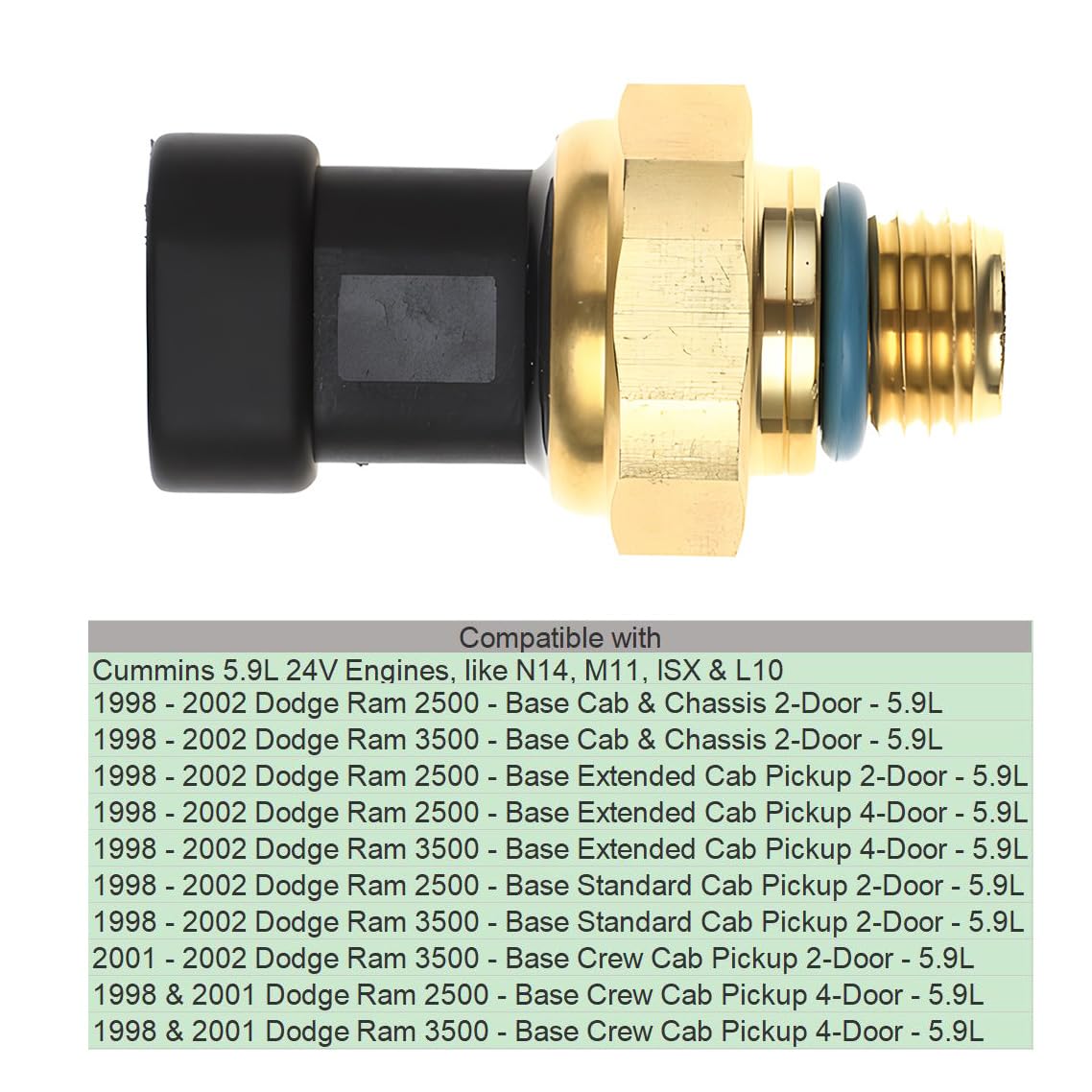 4921511 Oil Pressure Sensor Replacement for Cummins 5.9L N14 M11 ISX,Replacement for Dodge Ram 2500 3500 Truck 1998-2002 4921487 3083716 3080406