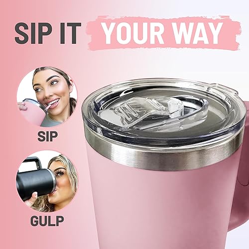 Miniatura 4 de Vaso de 40 onzas con tapa y pajita, botella de agua reutilizable de acero inoxidable con aislamiento de doble pared a prueba de derrames, taza de