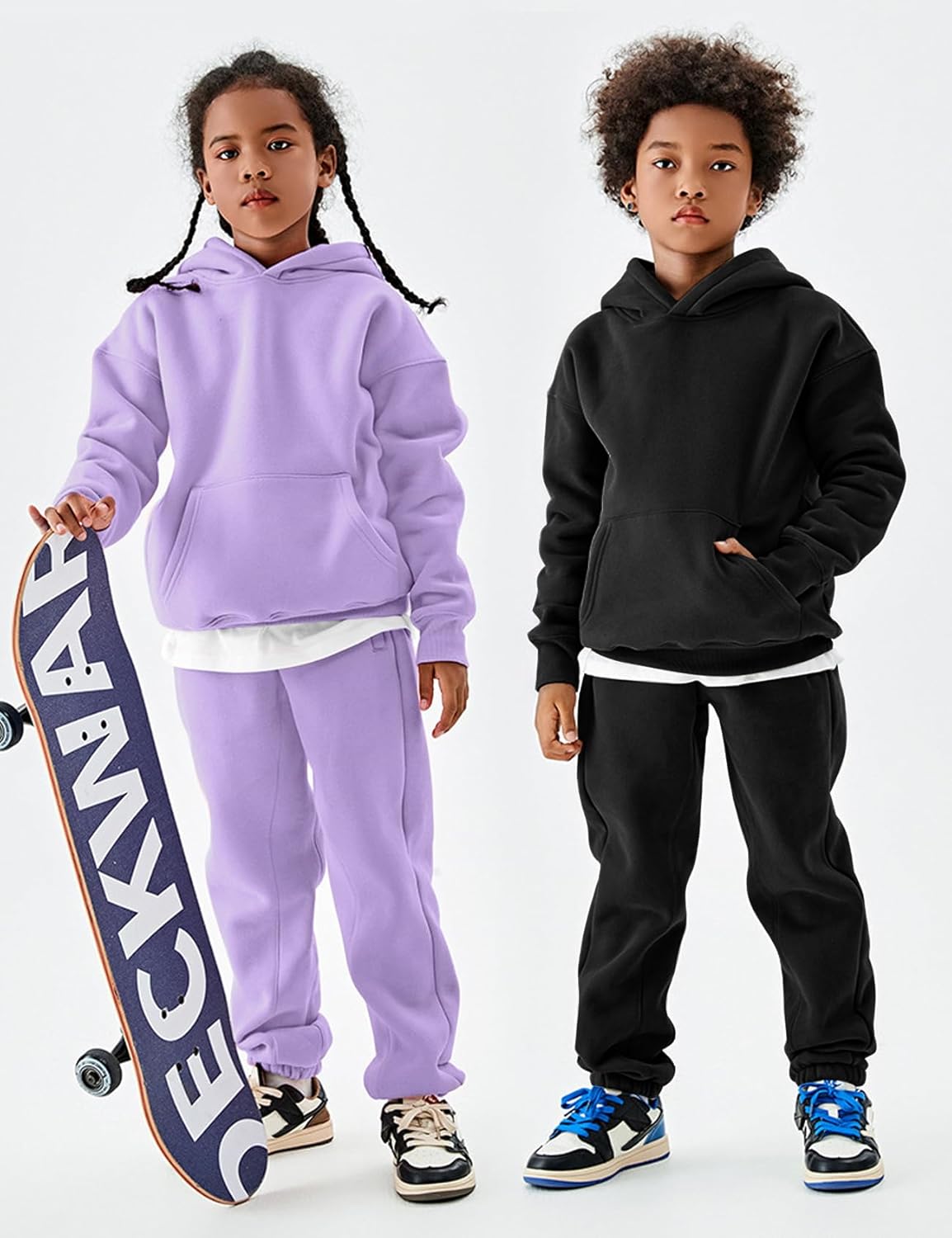 Flygo Girls Boys Fleece 2 Piece Outfits Pants Set Hoodies Sweatshirt and Jogger Sweatpants - Image 2