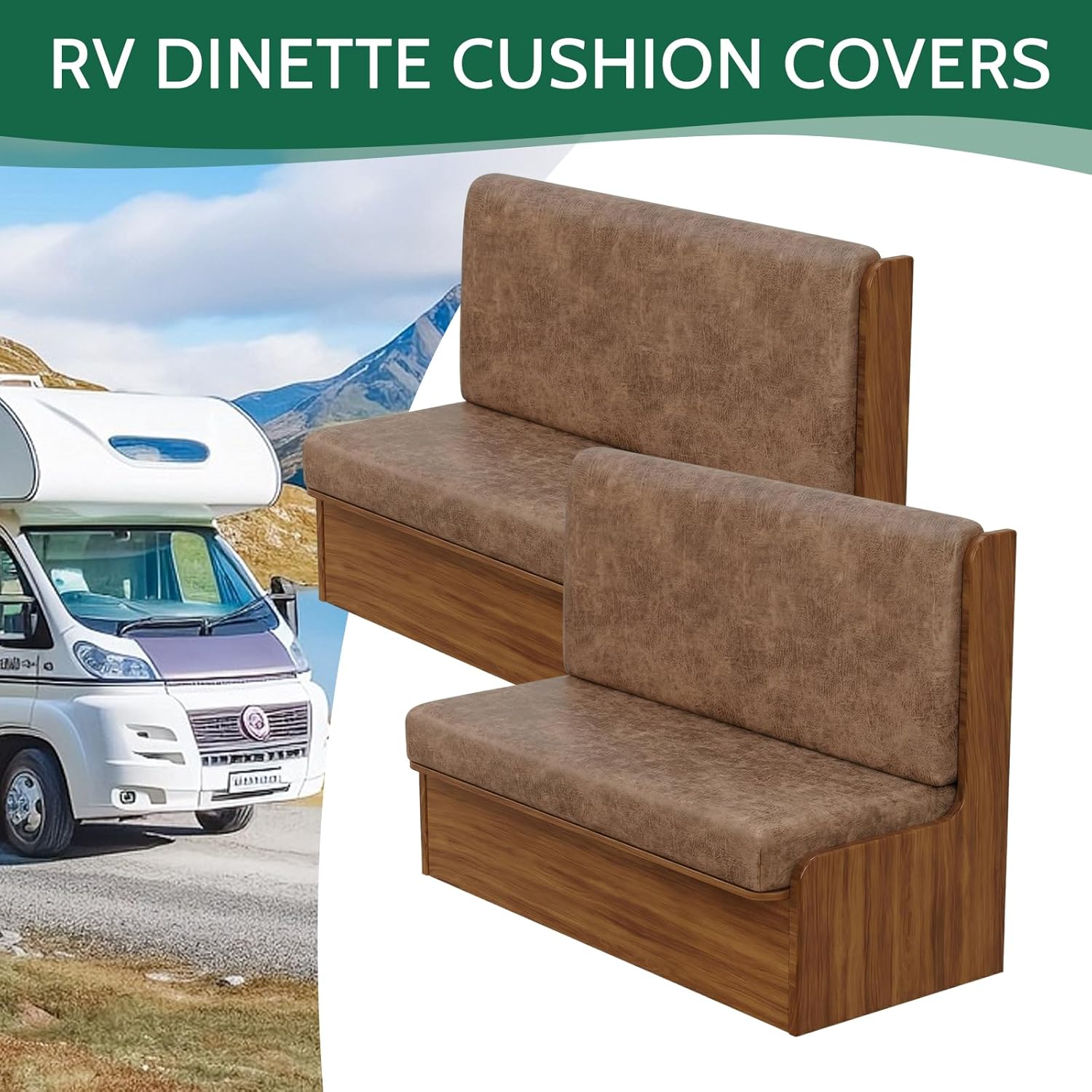 FUANGUI RV Dinette Cushion Covers Stretch Camper Cushion Cover Booth Seats Replacement RV Cushion Covers Washable Sofa Furniture Protector