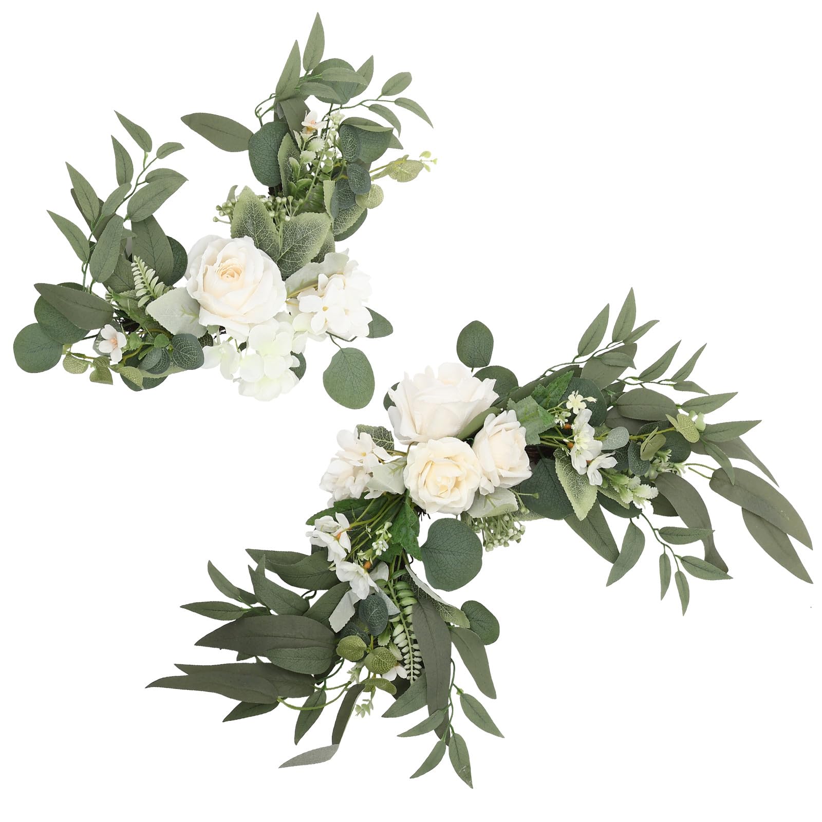 PACKOVE Künstlicher Blumenbogen aus Stoff in Weiß mit Langlebiger und Pflegeleichter Blumengirlande zur Dekoration für Hochzeitsbögen und Empfangsszenen