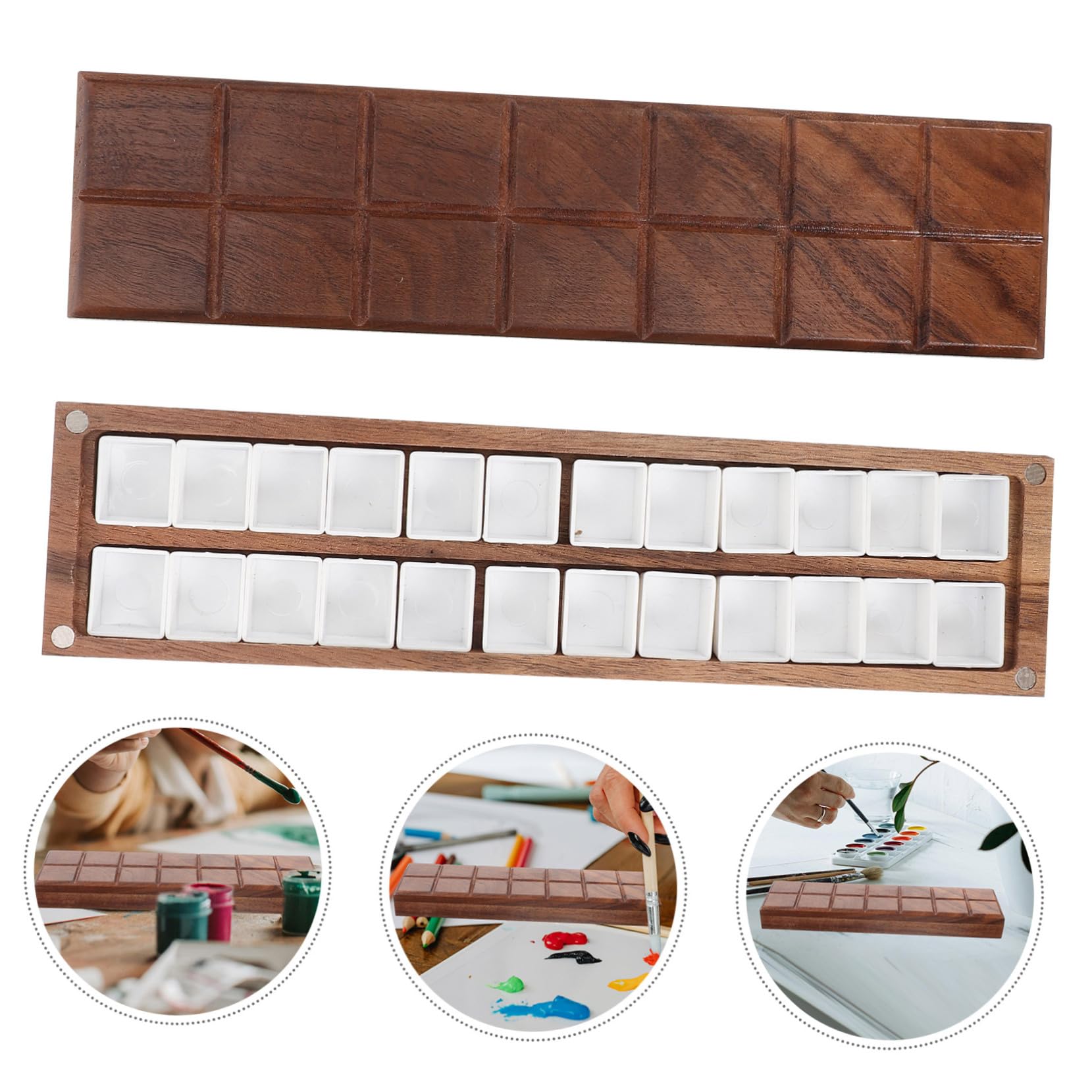 NUOBESTY 4Pcs Boîte Palette De Peinture Plateau De Peinture Palettes Plaque Mixte De Couleur Étui À Pigments Bricolage Étui À Aquarelle Vide Palettes De Peinture pour La Peinture