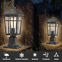 Vista 2 de Darkaway Luces de poste para exteriores + adaptador de luz para poste, iluminación de cubierta de poste de valla para jardín, patio, camino