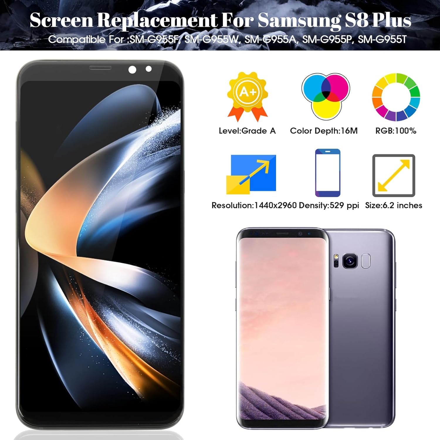 Amazon.com: SRJTEK TFT for Samsung Galaxy S8+ LCD Display for
