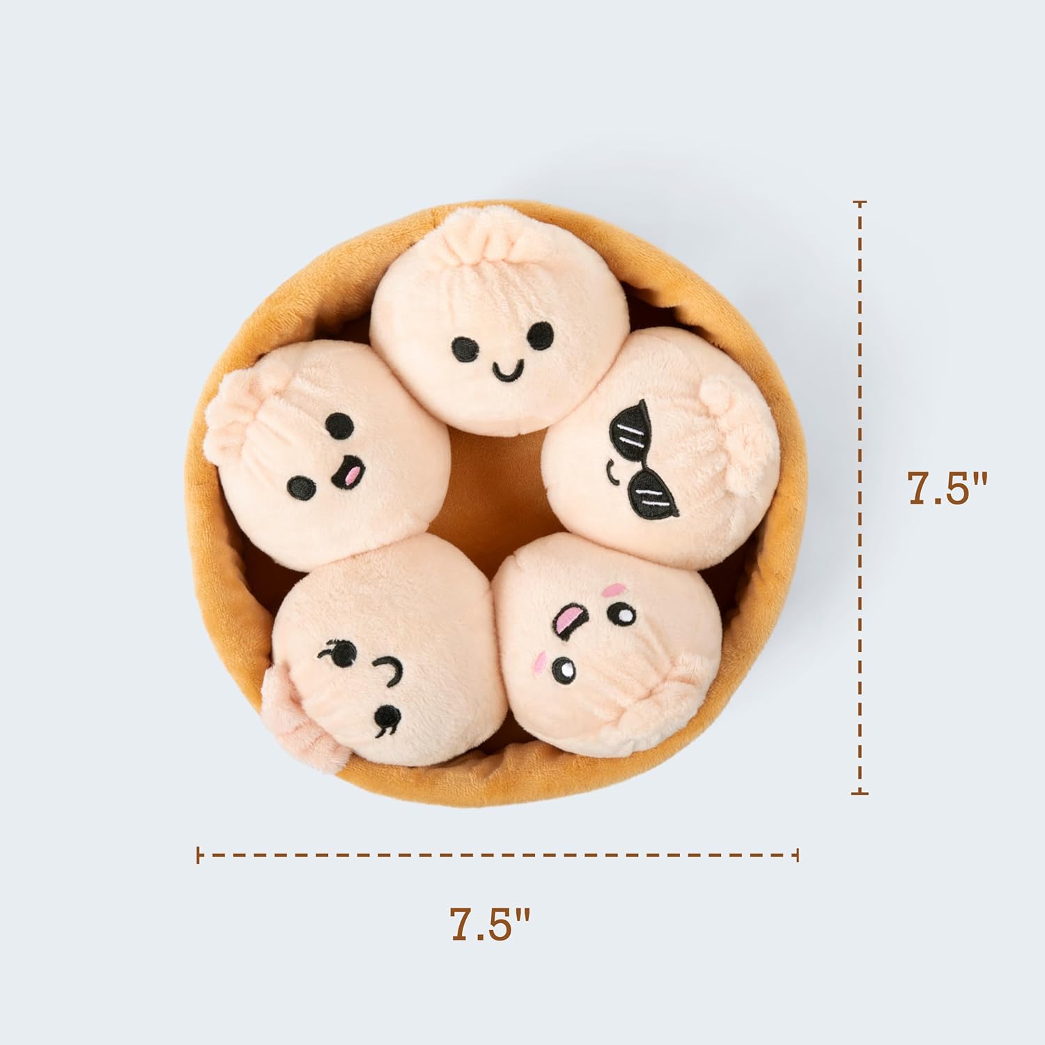 WHAT DO YOU MEME? Emotional Support Dumplings by Relatable, Cuddly Stuffed Animals and Plushies Set, Small Gifts for Mom, Includes 5 Dumplings Plush Toys with Carrying Basket, for Mom