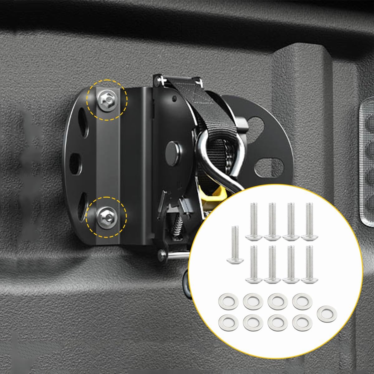 Heavy-Duty Adjustable Retractable Ratchet Straps Compatible with 2004-2024 F150, 2PCS Self Retracting Straps, No Drill Installation