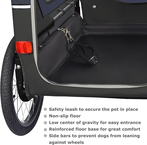 DOGGYHUT S-Line XL Pet Bike Trailer & Stroller for Large Dogs Up to 100 lbs, Folding Dog Cart with Shock-Absorbing Suspension Wheels, Low Center of Gravity, Parking Brakes