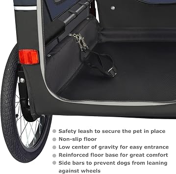 DOGGYHUT S-Line XL Pet Bike Trailer & Stroller for Large Dogs Up to 100 lbs, Folding Dog Cart with Shock-Absorbing Suspension Wheels, Low Center of Gravity, Parking Brakes