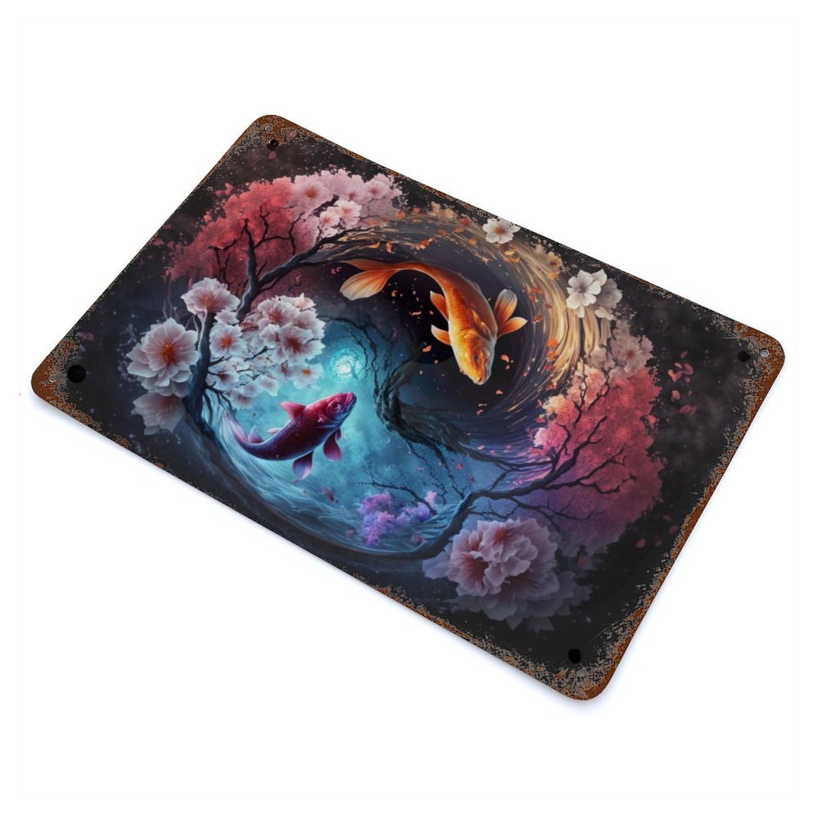 Decorative Tin Sign with A Yin And Yang Journey Design 11.8"x7.9", for Garage, Bar And Workshop Decor, Farmhouse Wall Decor