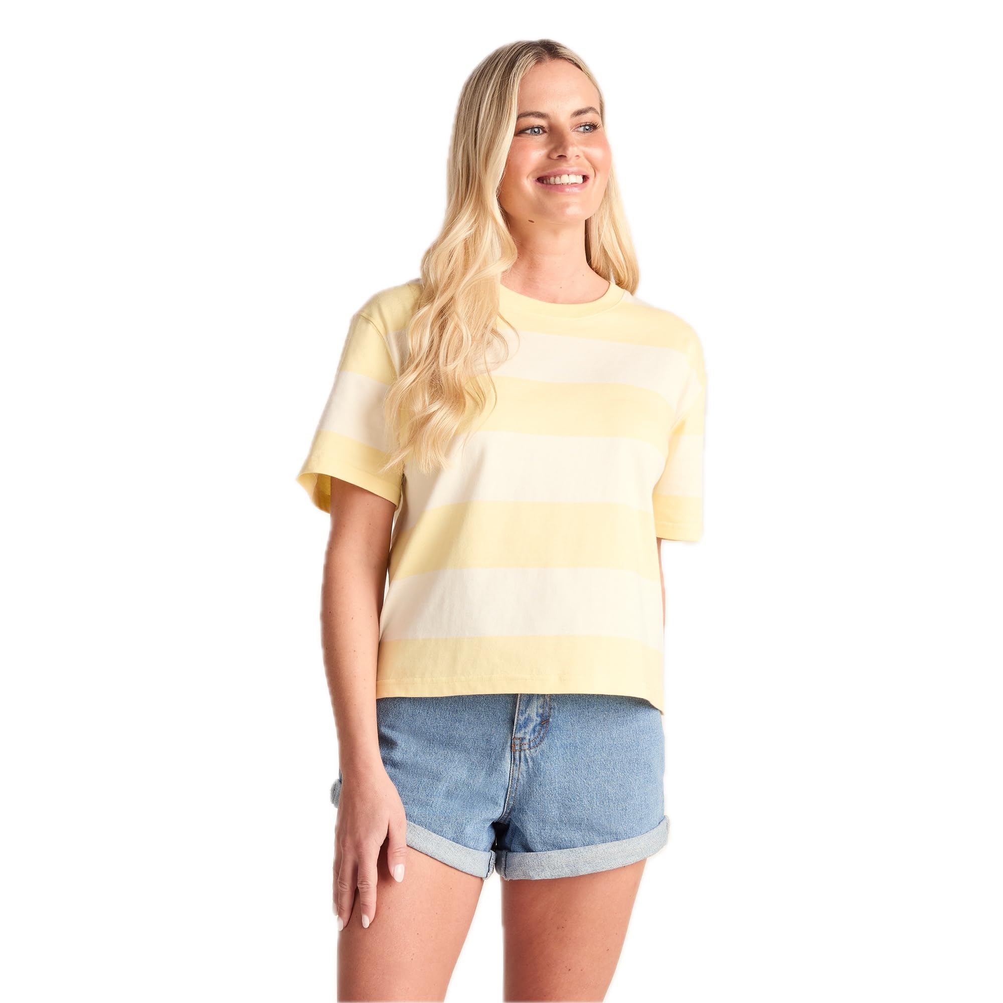 TOG24 Lani Womens Cotton Striped T-Shirt, Boxy Fit Dyed Stripes Breathable