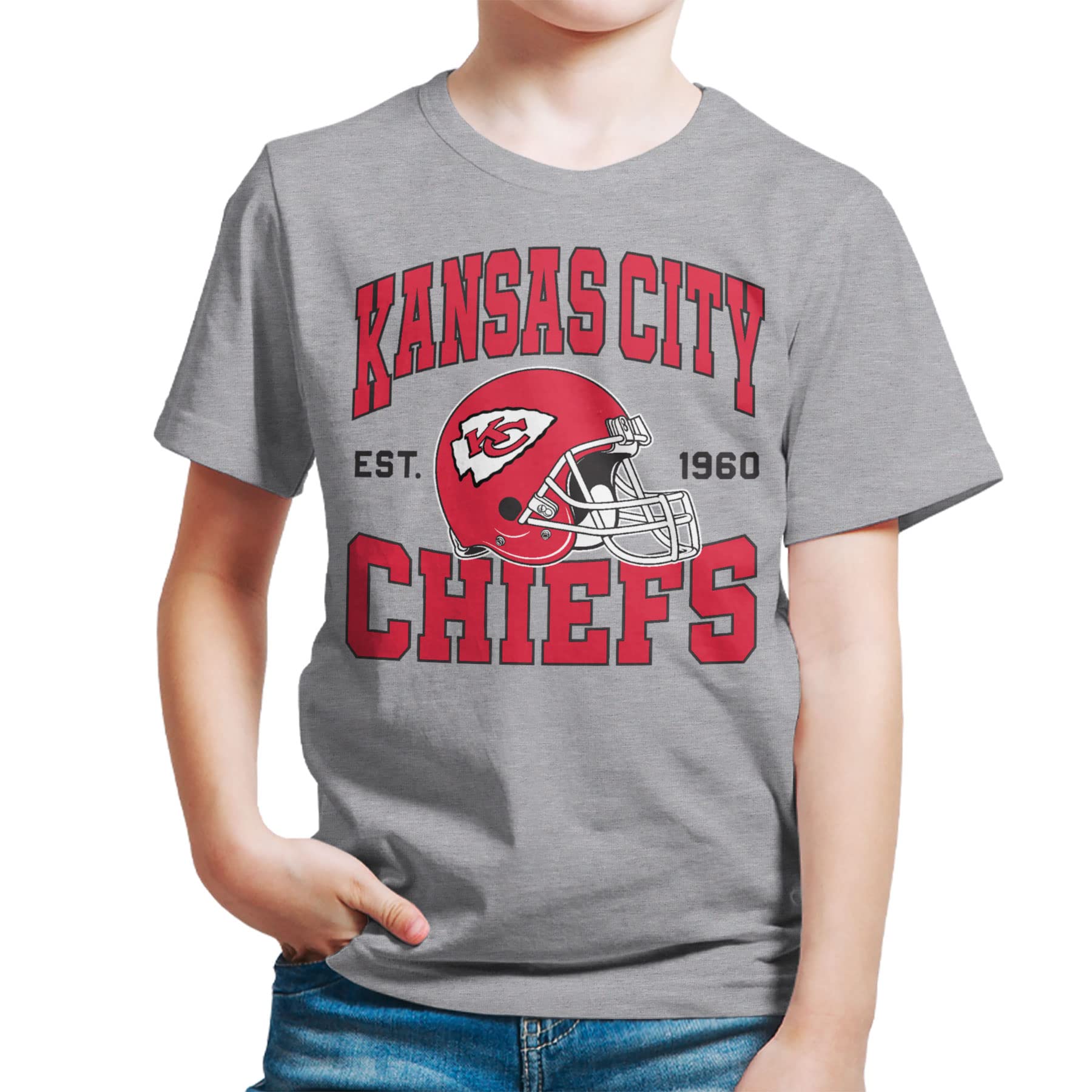 Junk Food Unisex-Child Kansas City Chiefs Team Helmet Youth Fan TeeT-Shirt