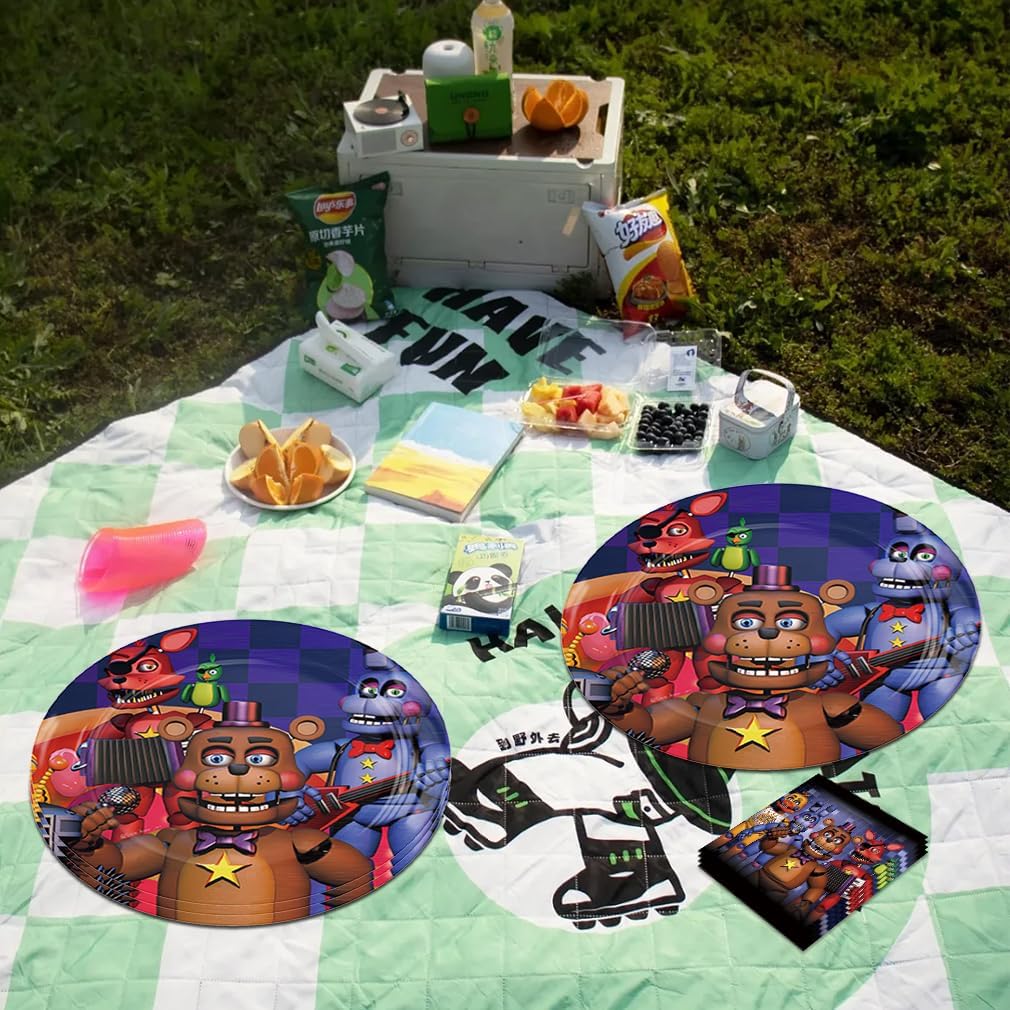 40 Pack Five Nights Party Supplies - 20 Plates & 20 Napkins for Birthday Party Decoration