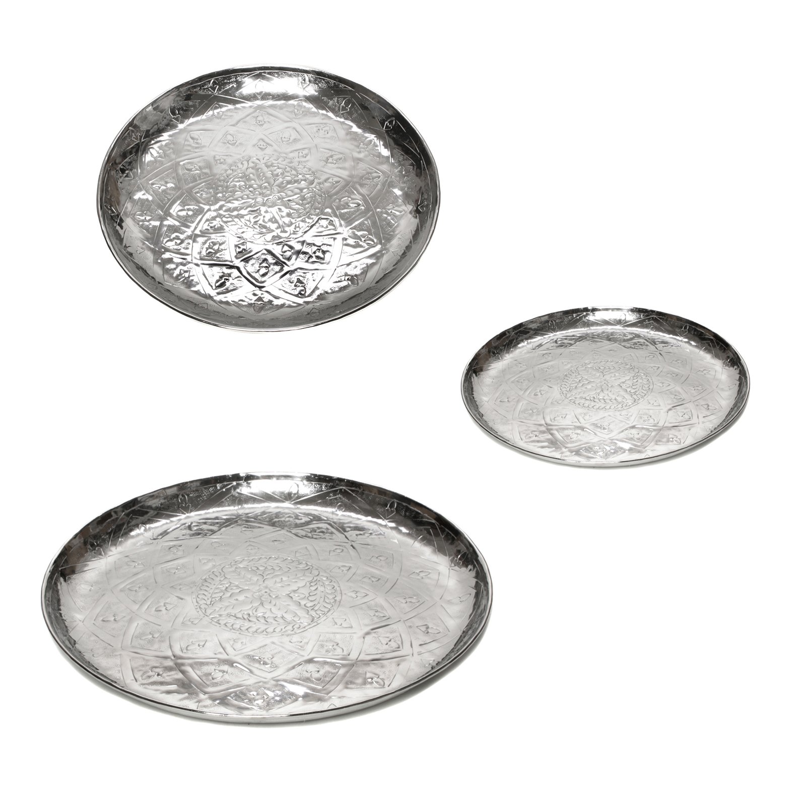 Design Servier-Tablett Rund Aus Aluminium Kerzentablett Groß Dekorativ Orient-Musteruster 54cm ø