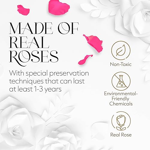 Miniatura 4 de GLAMOUR BOUTIQUE 7-Piece Forever Pink Rose Box - Preserved Roses in a Box, Immortal Roses in a Box That Last A Year - Eternal Rose Preserved Flowers