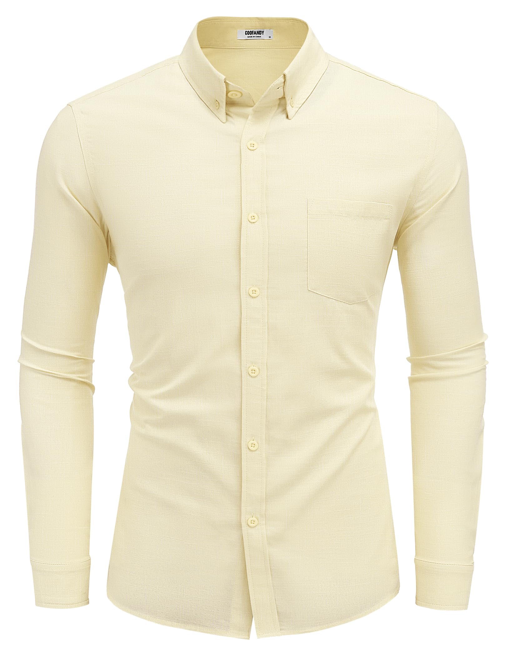 COOFANDY Men's Long Sleeve Buttons Down Shirts Casual Button Up Shirts Beach Linen Shirt Untucked Dress Shirt