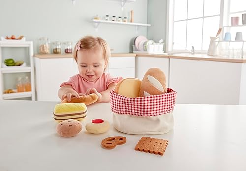 Miniatura 3 de Hape Cesta de pan para niños pequeños | Juego de comida suave para niños, cesta de pan de juguete incluye tostadas, galletas de mermelada, pasteles,