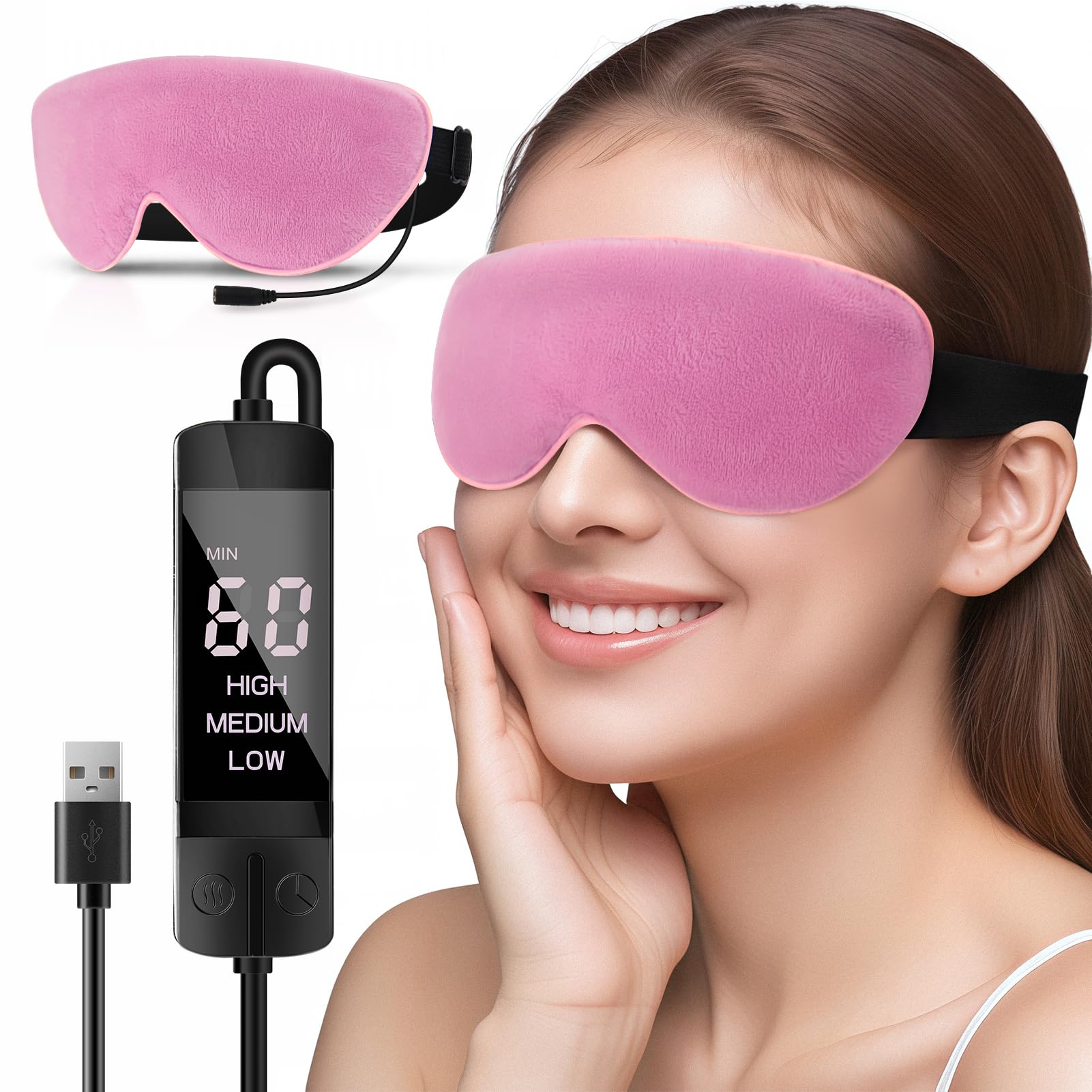 Sponsored Ad - Heated Eye Mask for Dry Eyes USB Electric Warm Eye Compress Heat Eye Masks with Temperature&Timer Control, Eye Heating Pad for Dry Eyes, Stye Treatment, Chalazion, Blepharitis, MGD, Puffy