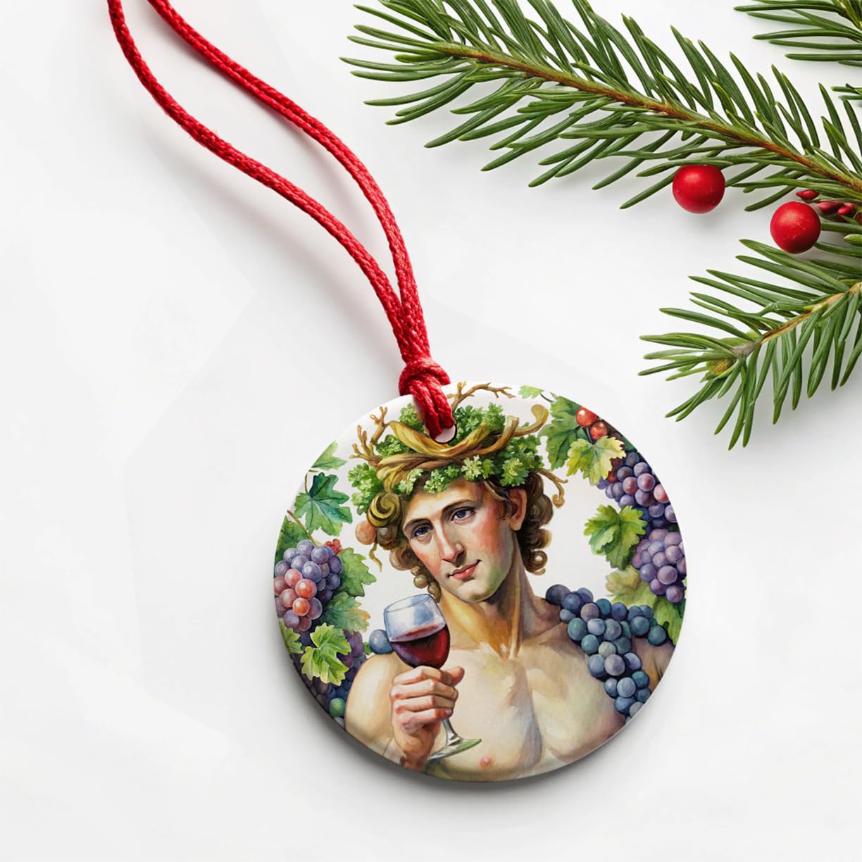 Amazon.com: Greek God Bacchus with Wine and Grapes Round Ceramic