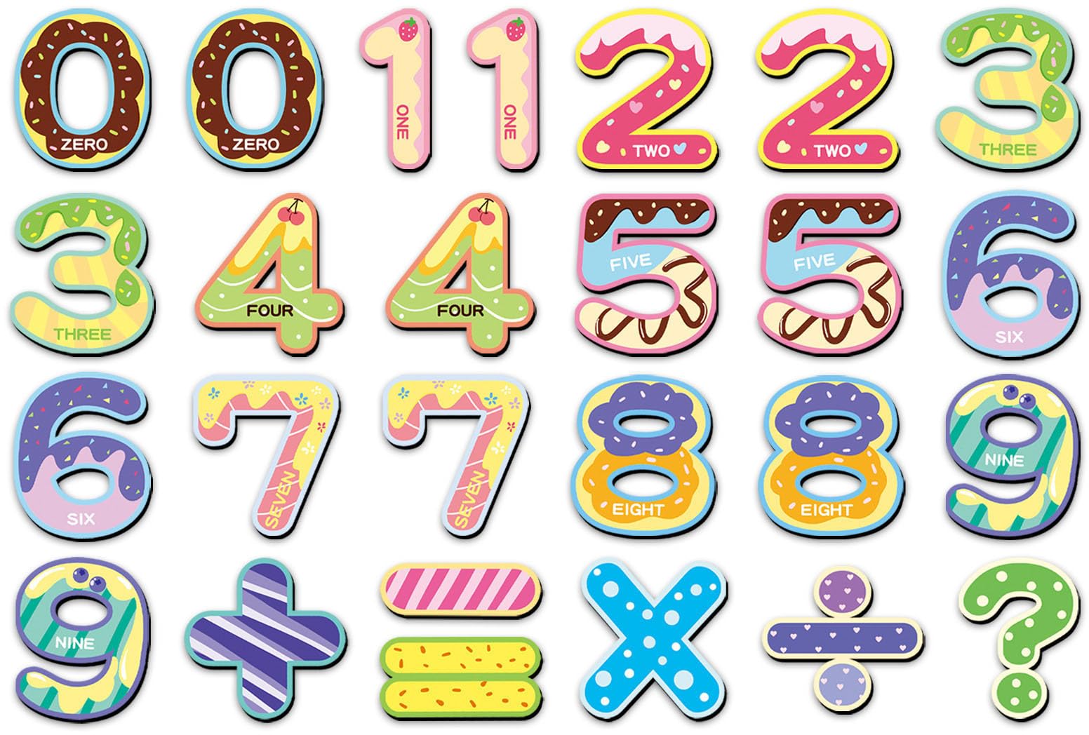 78Pcs Number Magnets Fridge Decor Donut Style Magnetic Decals For Kitchen Whiteboards Lockers Cabinets And Metal Surfaces Math Learning And Home Styling Fans