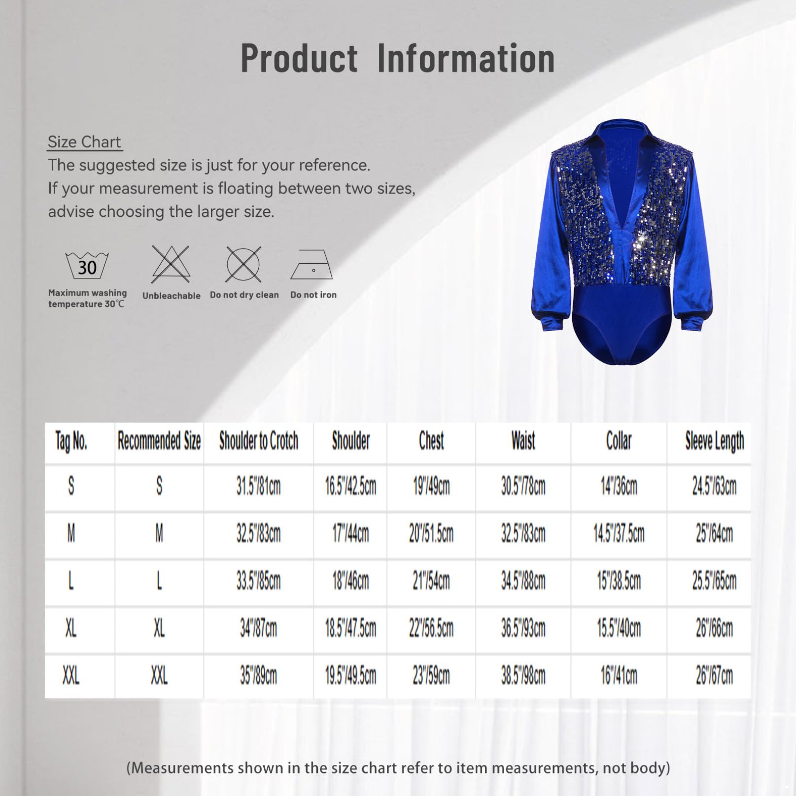 iiniim Body para Hombre Maillot de Baile Latino Rumba y Samba Camisa de Patinaje Artístico de Manga Larga Saten con Lentejuelas Cuello En V Maillot de Gimnasia