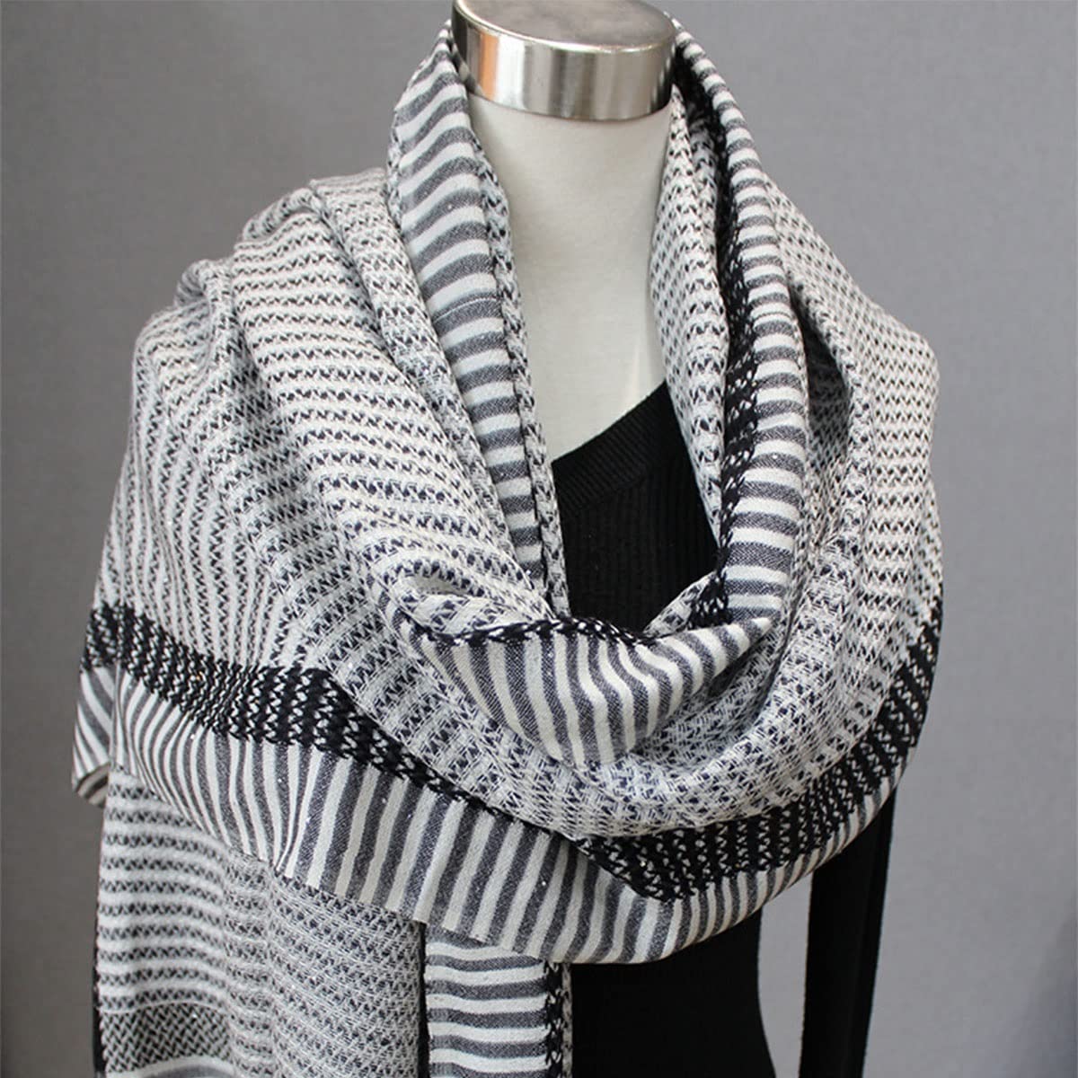 Sciarpa in pura lana, scialle lungo caldo da donna, sciarpa invernale oversize in cashmere morbido e spesso