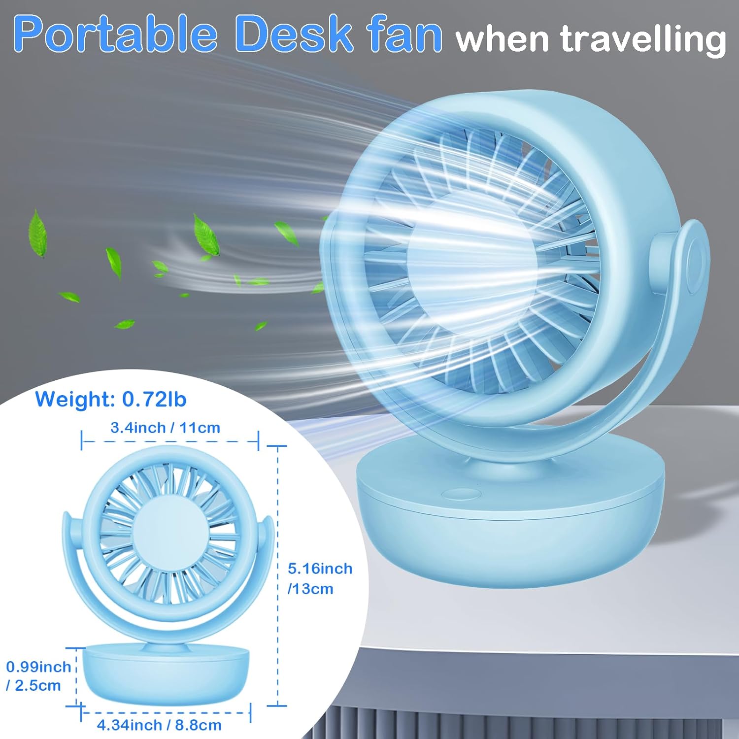 Decute USB Mini Magnetic Desk Fan, Portable Small Table Fan With 3-Speed Super Strong Winds Dual-Angle Adjustable(17Hrs Workble), Personal Cooling Hand Gifts For Women Men Indoor Outdoor