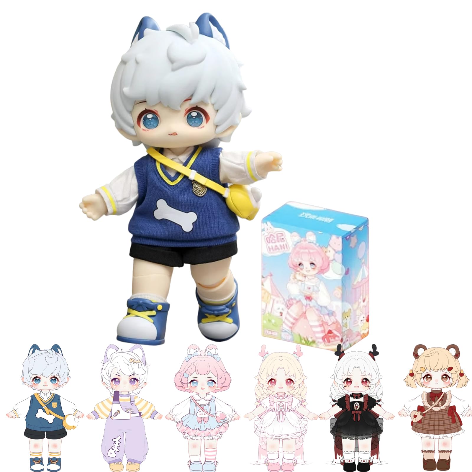 Kawaii BJD Dolls Blind Box, HANI Afternoon Tea Series Ball Jointed Doll Collectable for Girls Birthday Party Gift Toys
