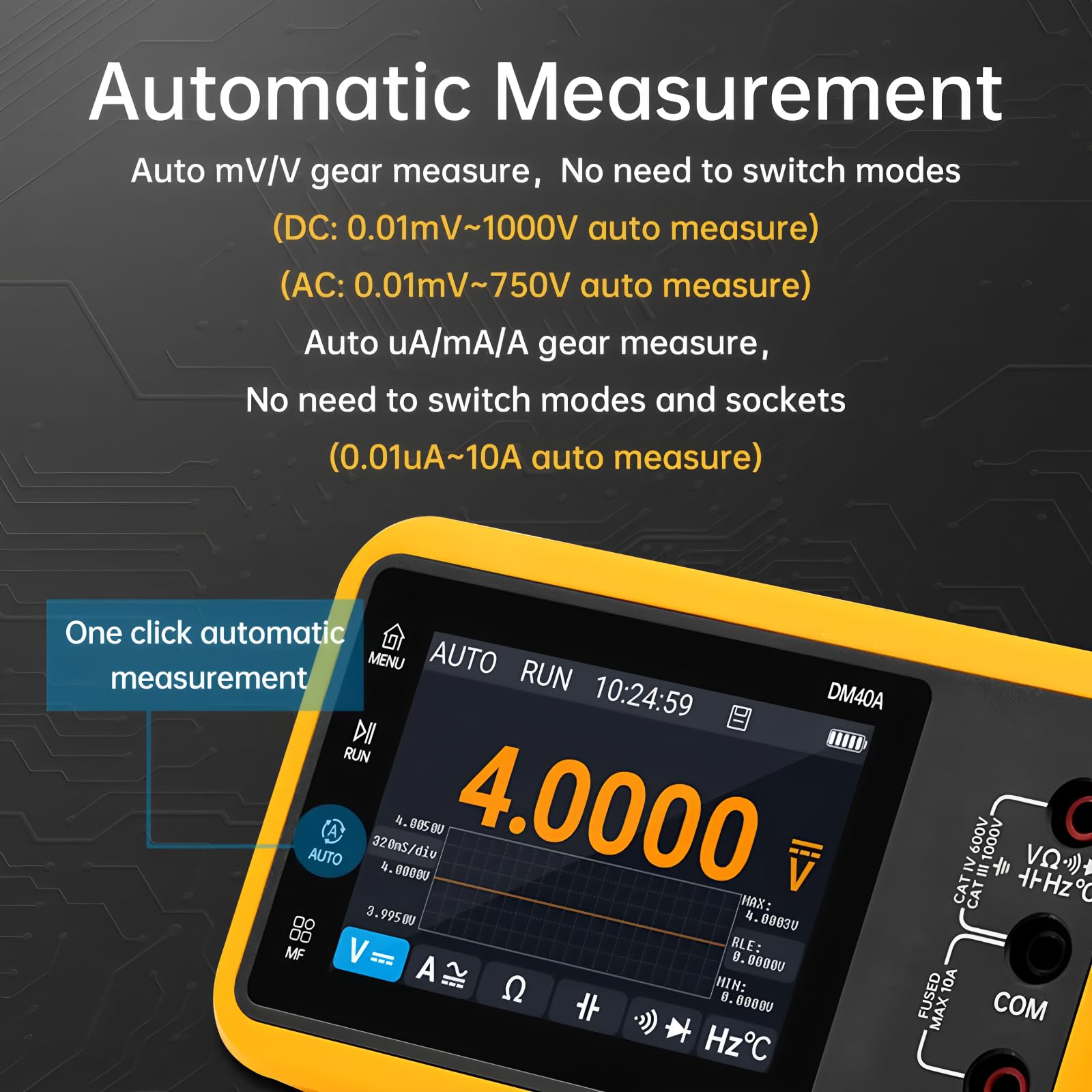 Dm40 3-in-1 Multimeter Oszilloskop Signalgenerator 50m Abtastrate AC/DC Spannung Diode Handheld Digitales Automobilwerkzeug (DM40B KitIII)