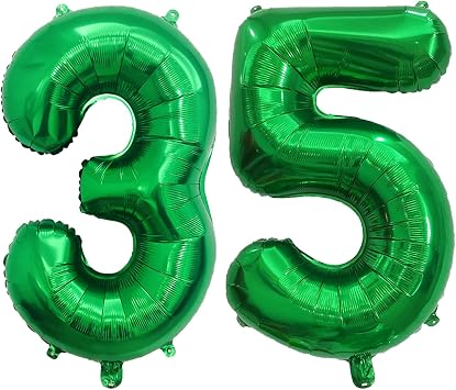 Green 35 Number Balloon,40 Inch Number Balloon Foil Balloon Number 35 Jumbo Giant Balloon for 35th/53th Birthday Party Decoration Wedding Anniversary Graduation Celebration