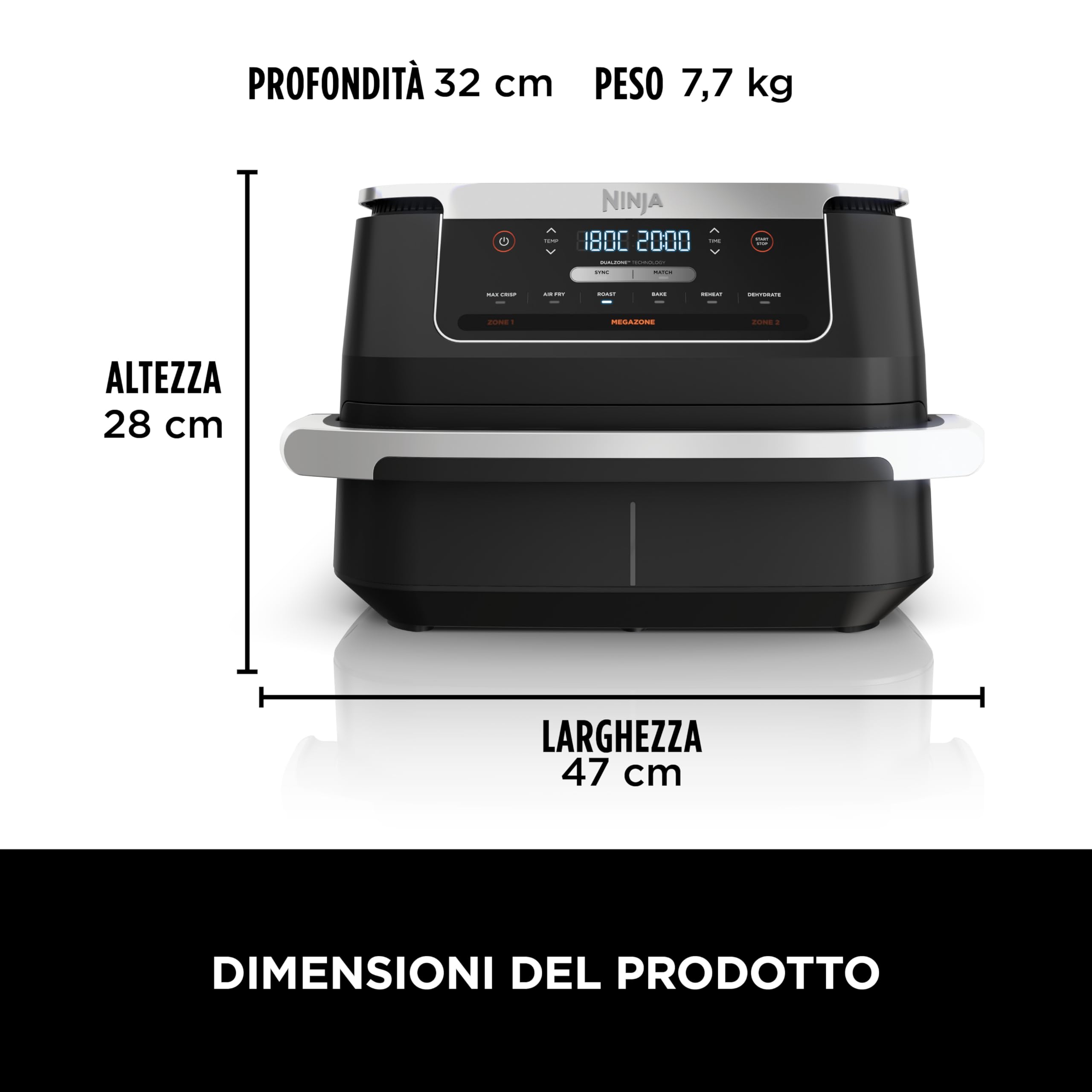 Ninja FlexDrawer, Friggitrice ad Aria 6 in 1, 6,6L, Doppio Cestello, Nera — immagine 11 di 15