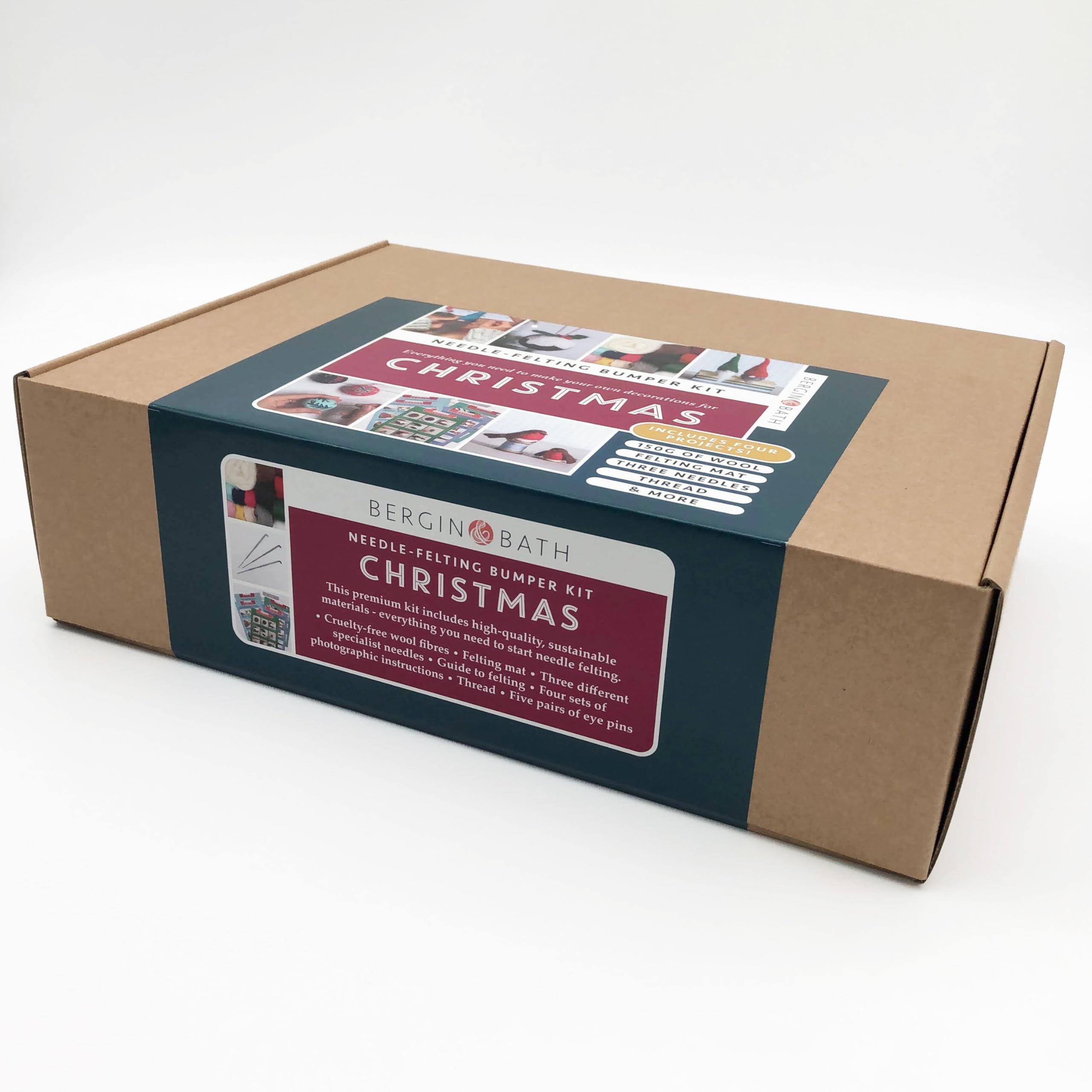 Bergin & Bath Needle Felting Bumper Kit, Christmas A Premium Adult Craft kit. Learn to Make a Robins, Christmas Puddings - Image 2