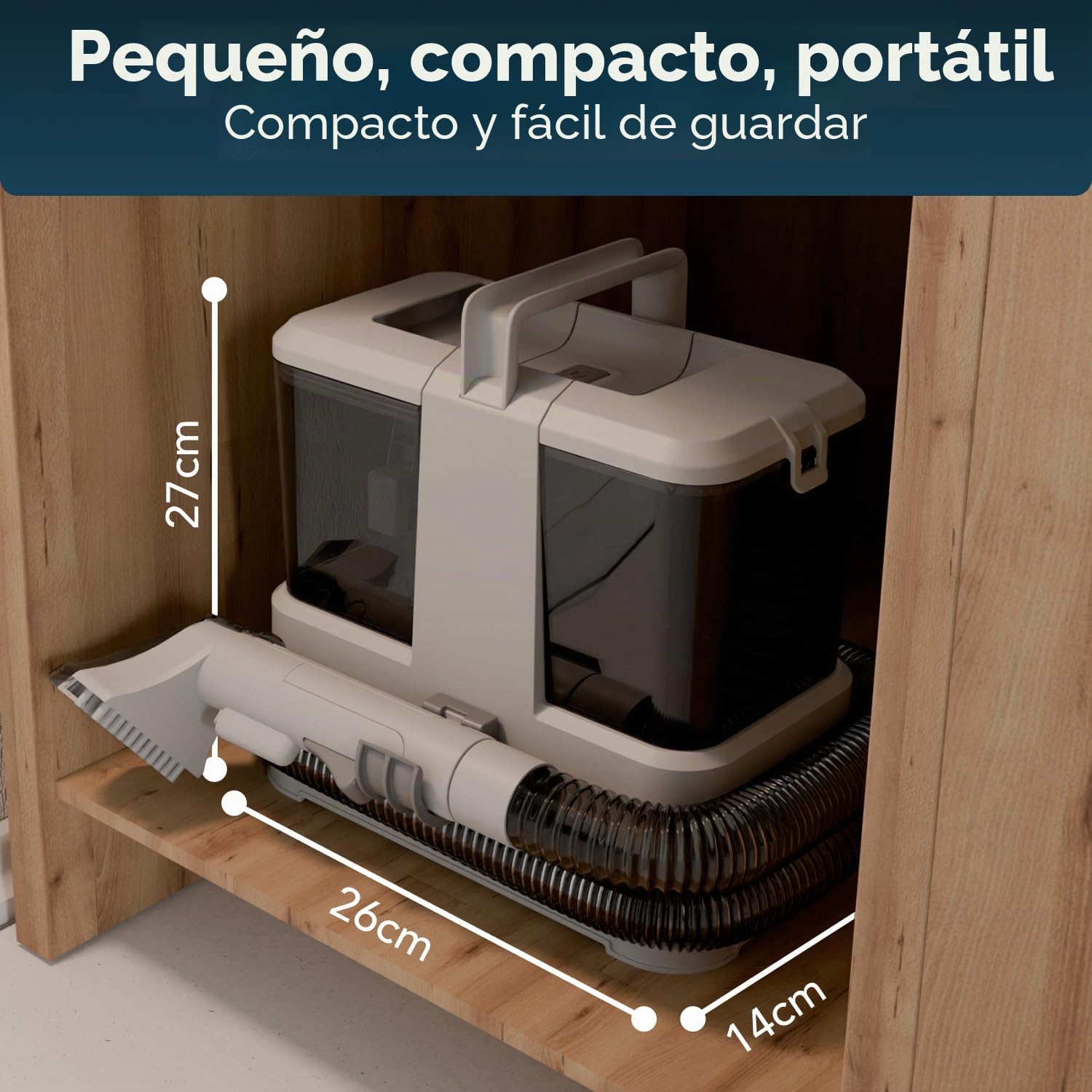 Media Evolution Limpiador de tapicería y aspiradora húmeda – Limpiador compacto de alfombras y textiles – Aspirador para alfombras, tapicería, asientos de coche y sofá