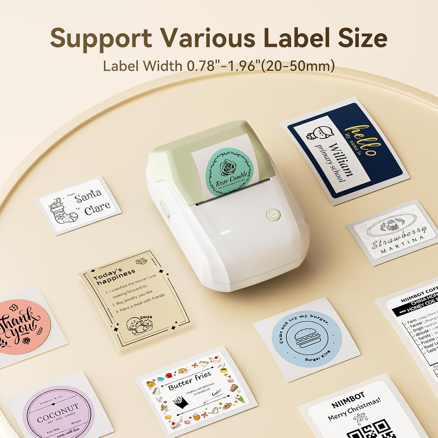 NIIMBOT B1 Barcode Label Maker, Bluetooth Thermal Label Printer, Portable Sticker Maker for Home Organization, Mailing, Bakery,Grocery, Small Business, Compatible with Phone Computer,Mint