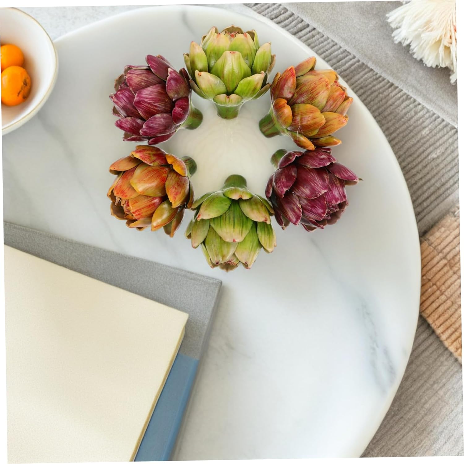 PRETYZOOM 6pcs Lifelike Artificial Artichokes for Home Decor Faux Vegetables Tabletop Ornaments for Wedding Party and Shop Display